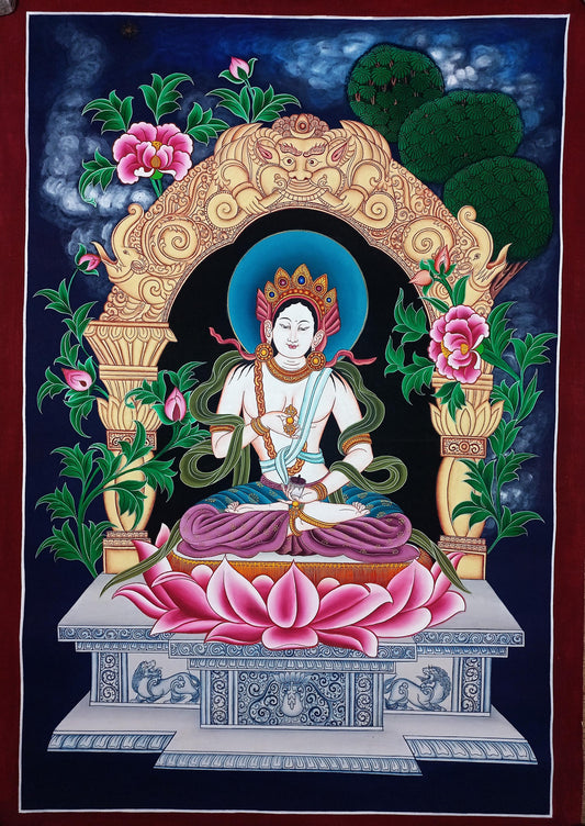 Hand-Painted Vajrasattva Thangka: Tibetan Meditation Art