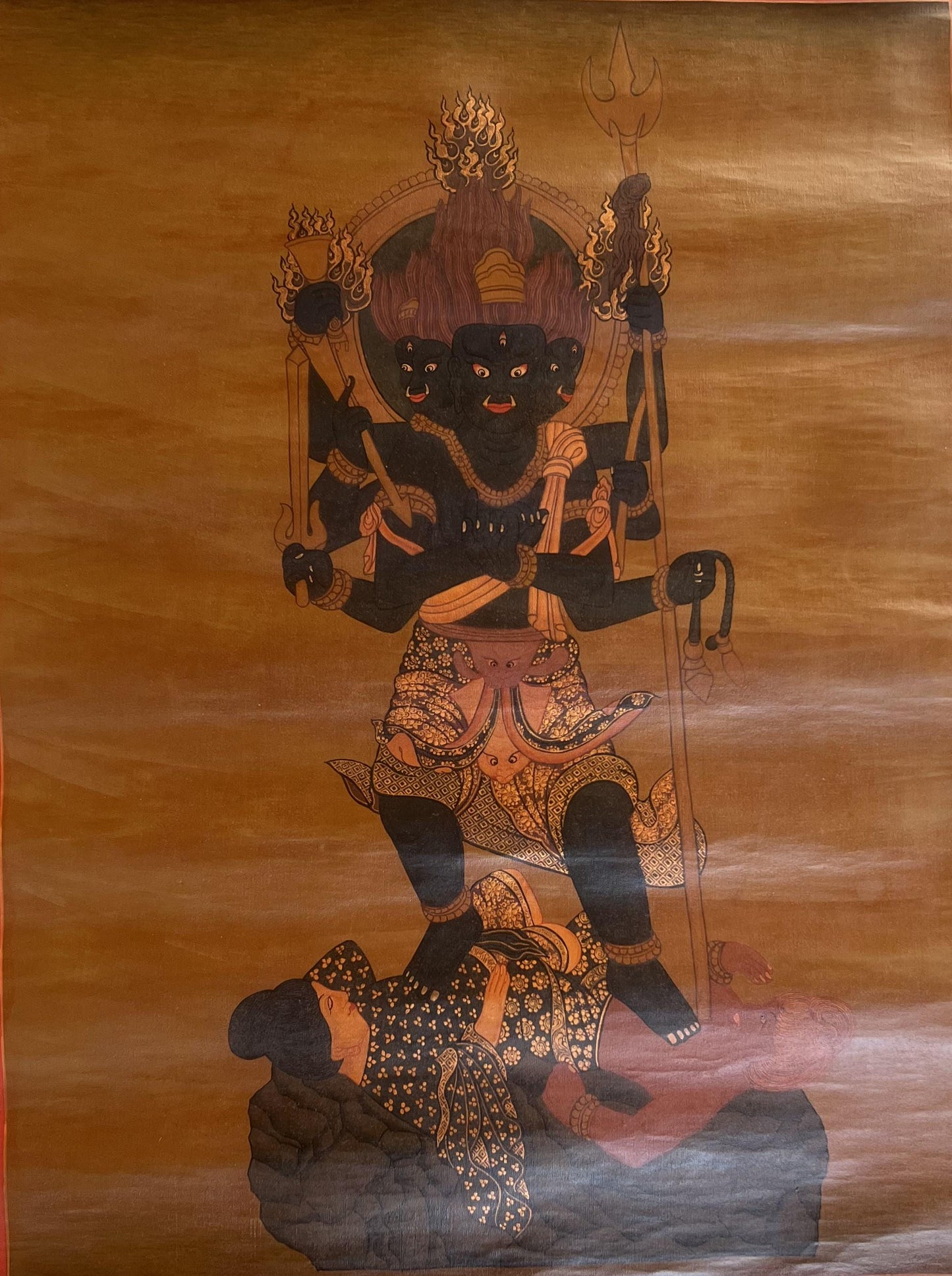 Hand-Painted Acala Thangka Painting: Vajrayana Wisdom King