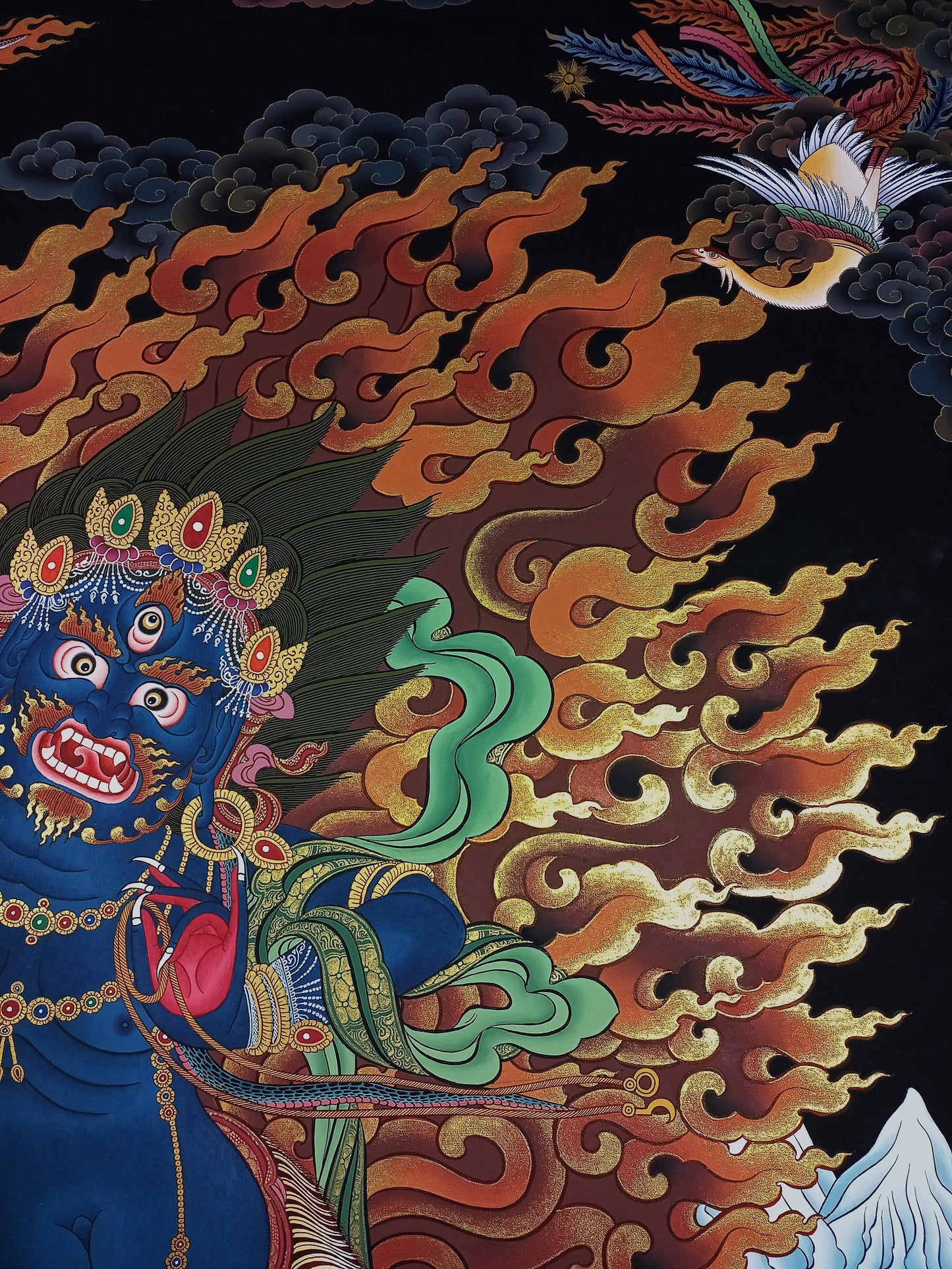 Hand-Painted Vajrapani Thangka Painting, Tibetan Buddhist Art (29x40 in)