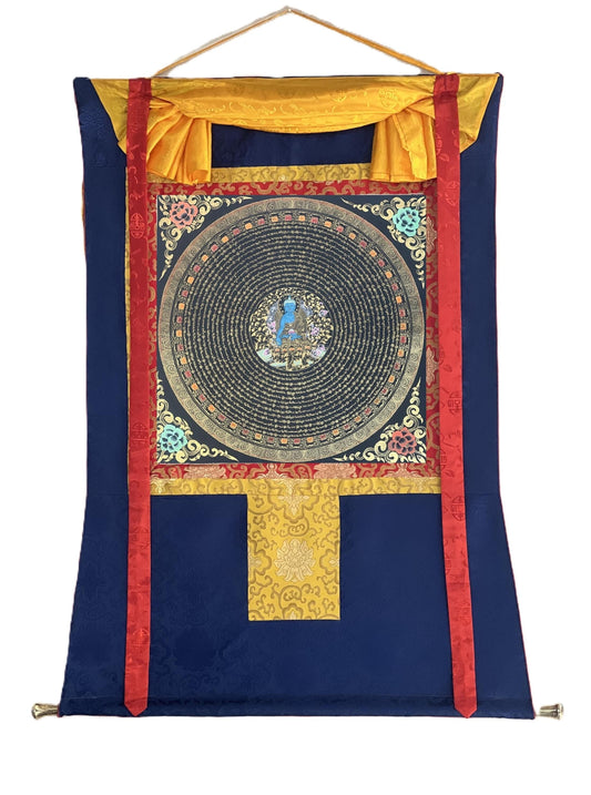 Medicine Buddha Thangka | Om Mantra Mandala, Tibetan Wall Hanging