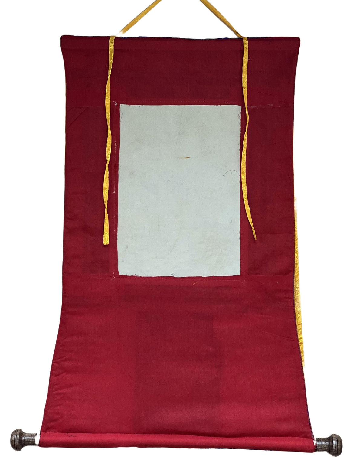Simhamukhi Thangka Painting: Lion Face Dakini, Tibetan Buddhist Art with Silk Brocade