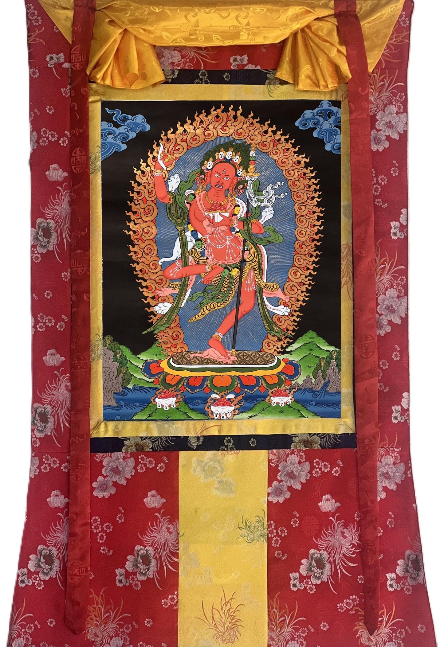 Hand-Painted Vajravarahi Jogini Thangka - Tibetan Meditation Art - Dorje Phagmo Female Buddha Painting"