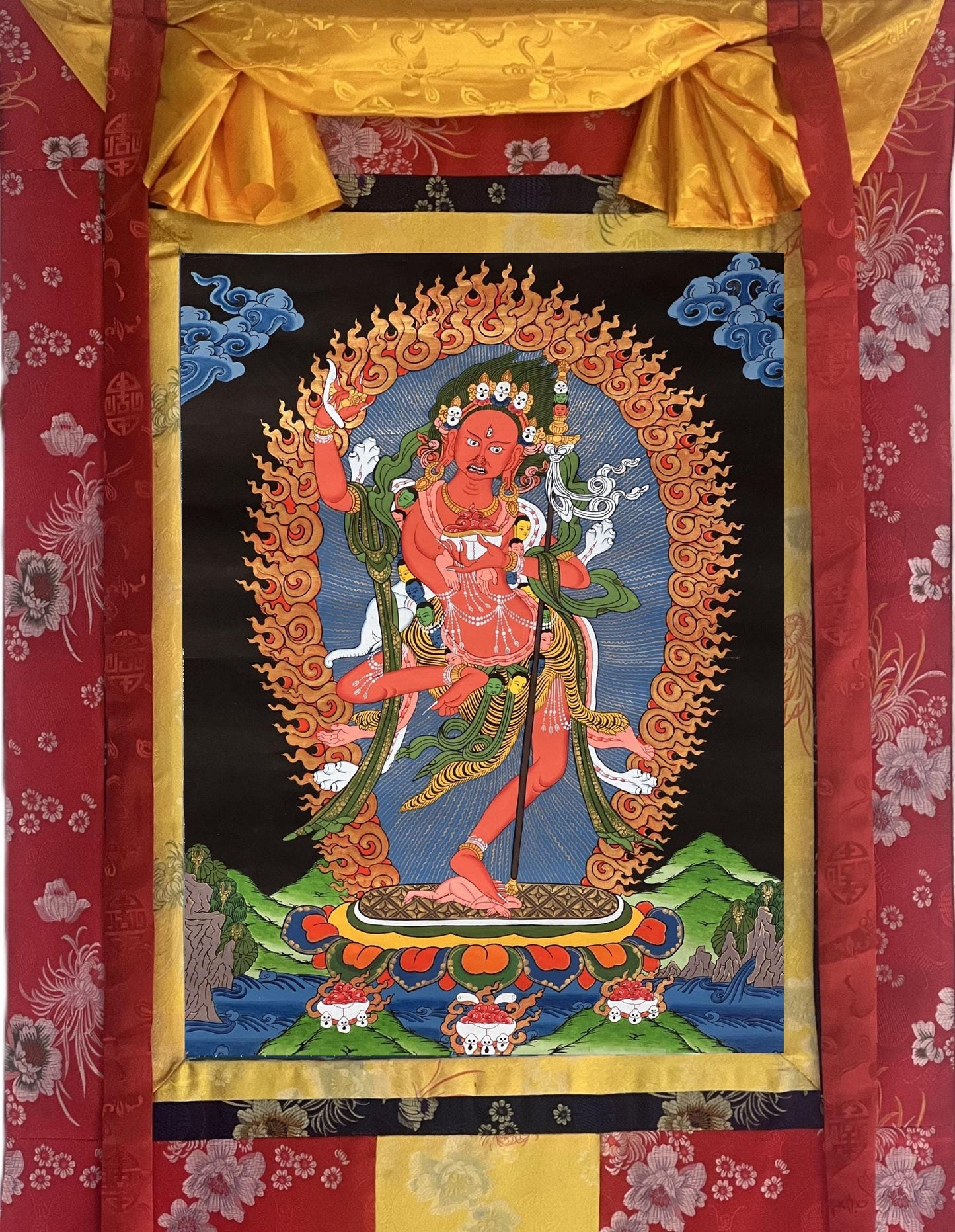 Hand-Painted Vajravarahi Jogini Thangka - Tibetan Meditation Art - Dorje Phagmo Female Buddha Painting"