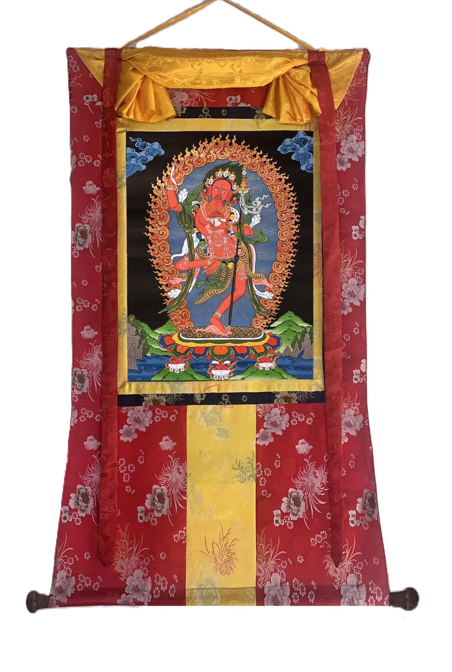Hand-Painted Vajravarahi Jogini Thangka - Tibetan Meditation Art - Dorje Phagmo Female Buddha Painting"