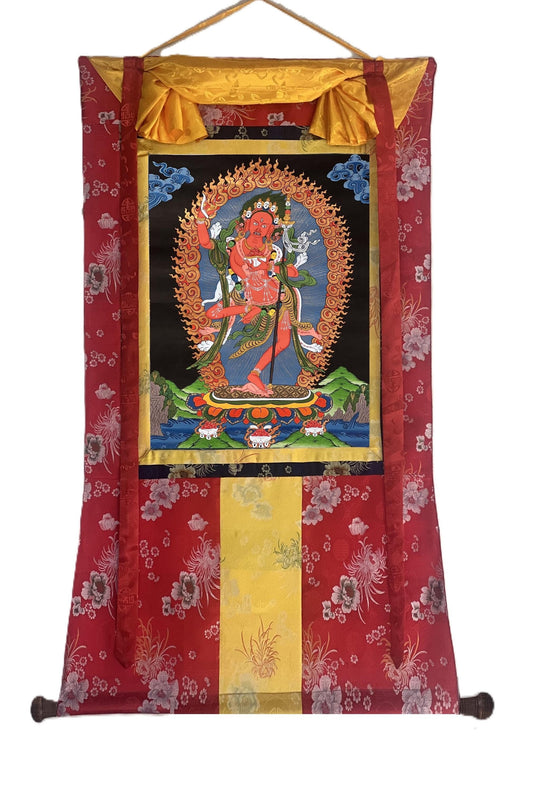 Hand-Painted Vajravarahi Jogini Thangka - Tibetan Meditation Art - Dorje Phagmo Female Buddha Painting"