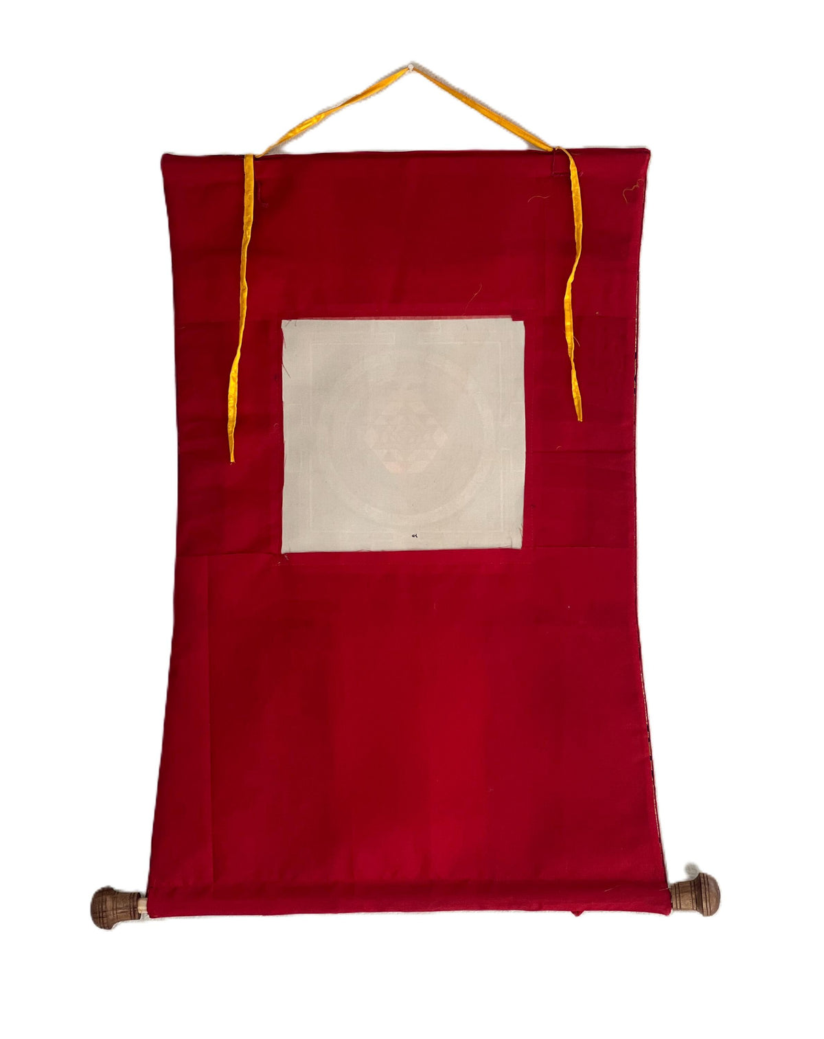 Hand-Painted Sri Yantra Mandala Thangka Painting with Silk Frame