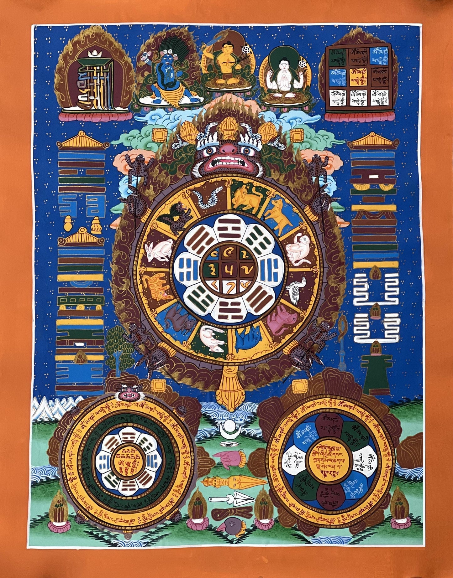 Tibetan Astrology Thangka | Hand-Painted Horoscope Mandala Art