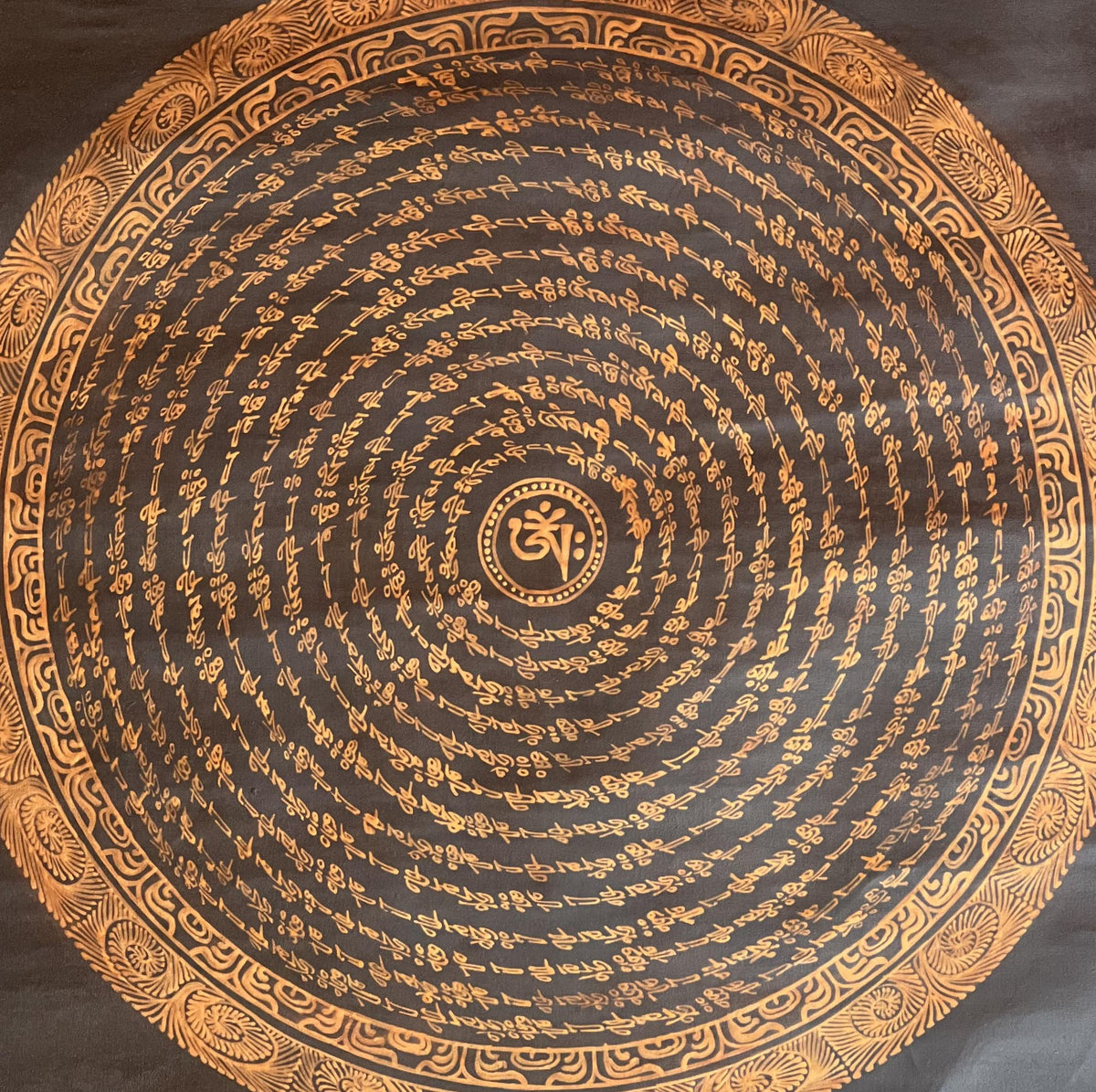Tibetan Om Mandala Thangka Painting - Wheel of Life Meditation Art
