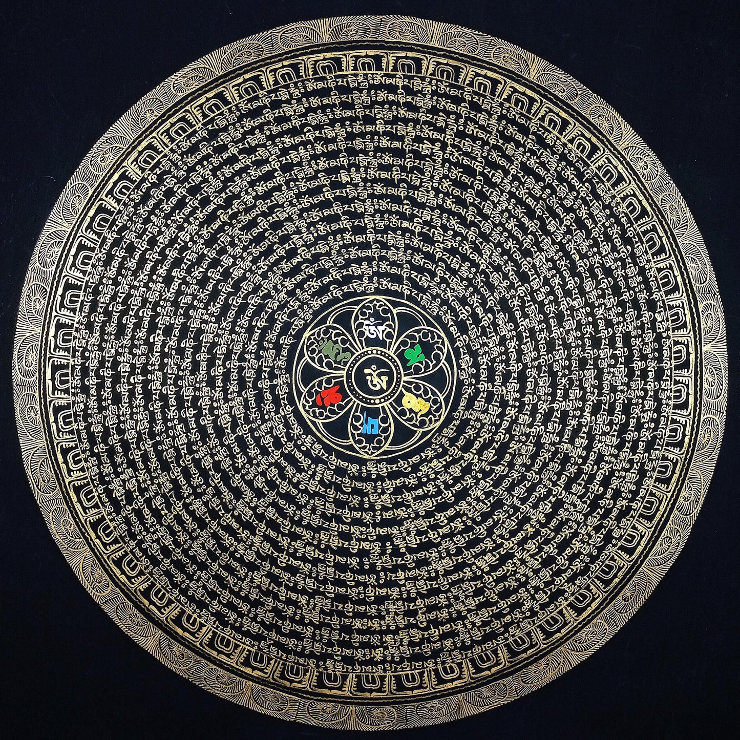 Om Mani Padme Hum Mandala Thangka | Tibetan Meditation Painting
