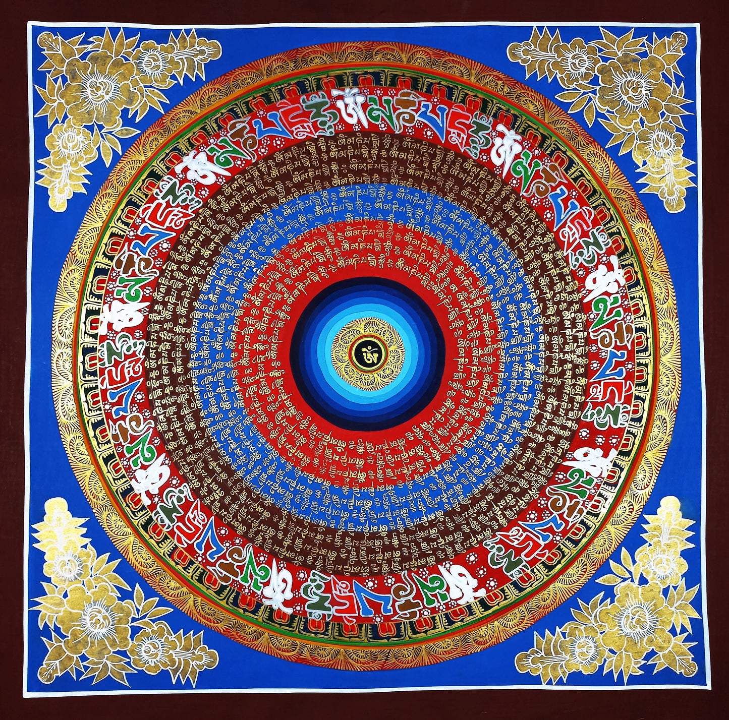 Om Mantra Mandala Thangka | Tibetan Meditation Painting, Good Luck Art