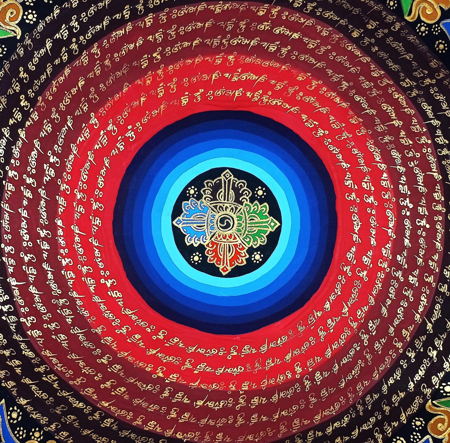 Om Mantra Mandala Thangka Painting | Tibetan Sacred Art