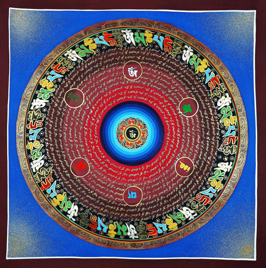 Om Mantra Mandala Thangka Painting | Tibetan Meditation Art
