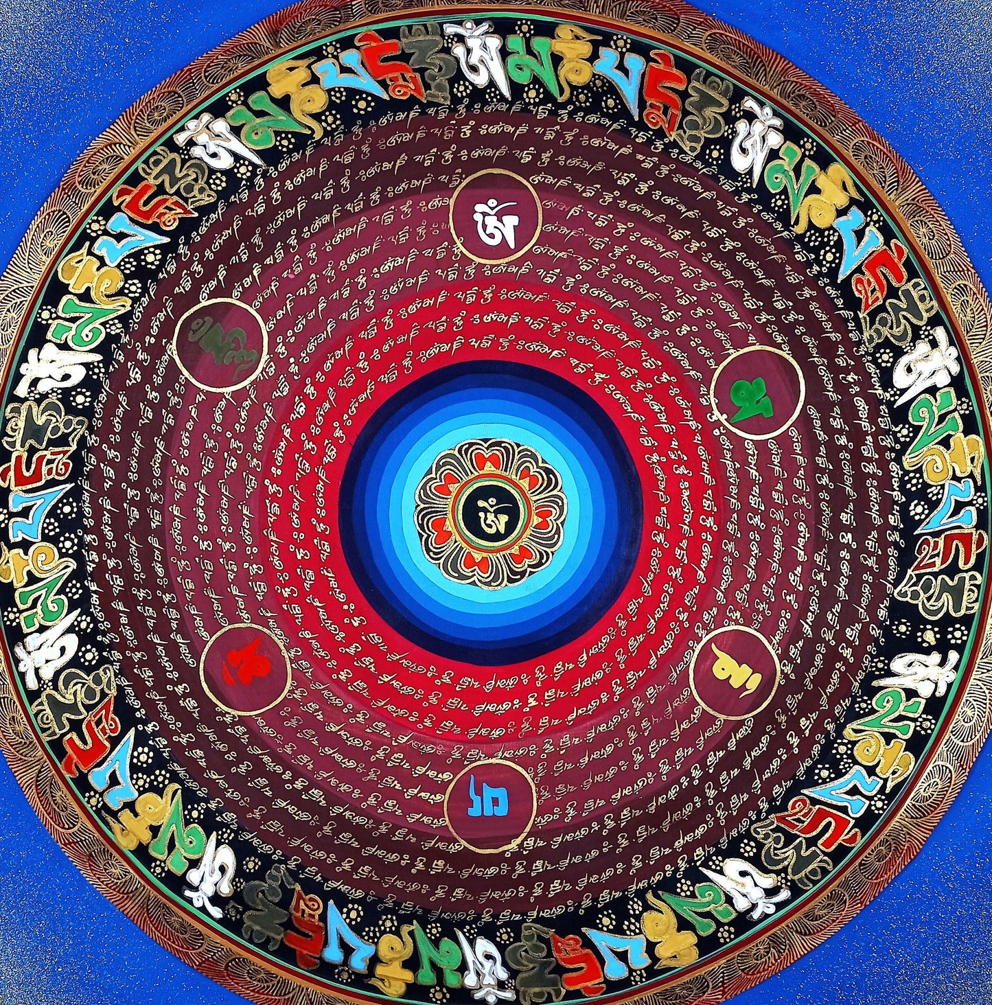 Om Mantra Mandala Thangka Painting | Tibetan Meditation Art