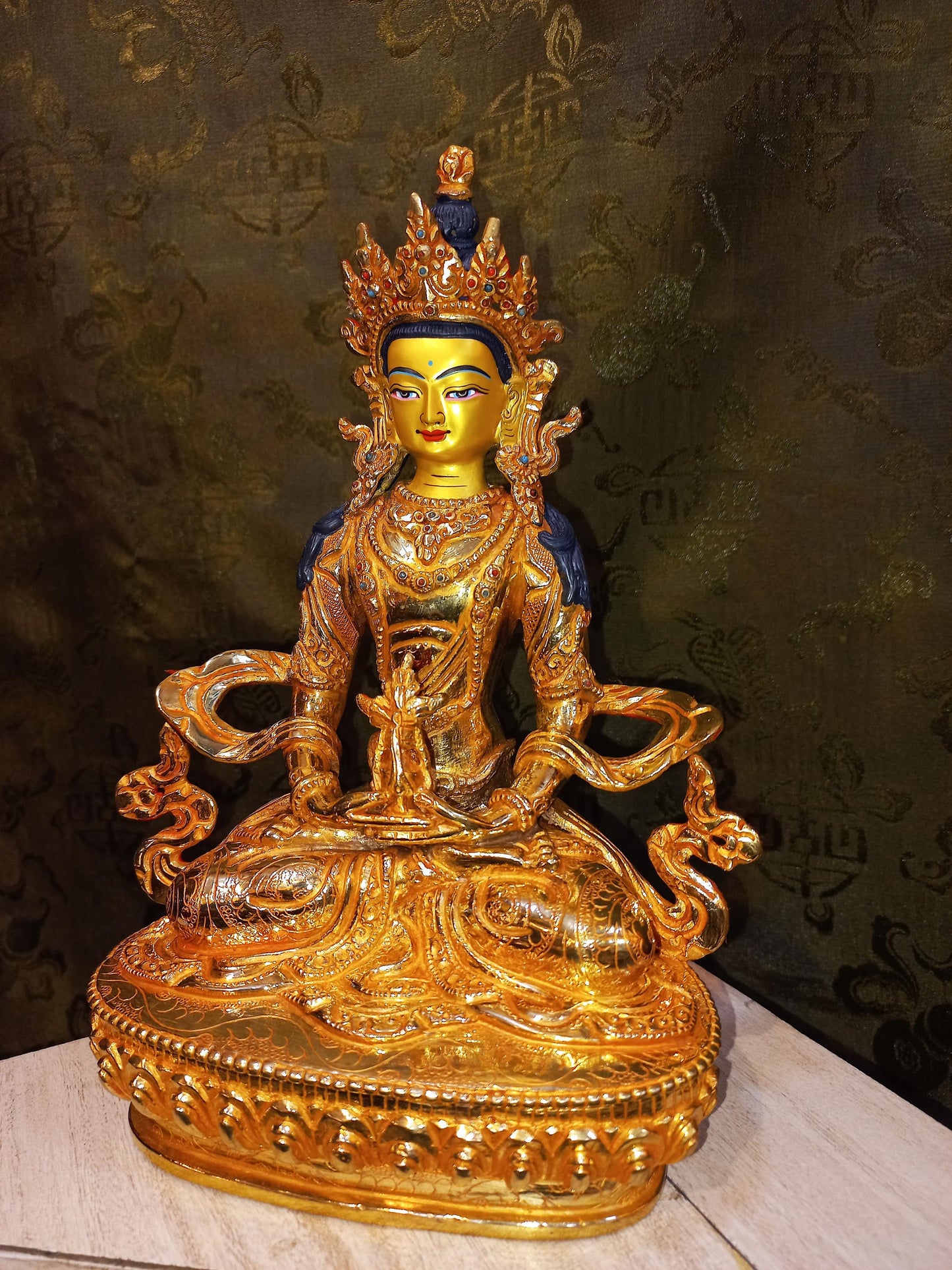 24K Gold Gilded Amitayus Buddha Statue | Handmade Nepalese Artwork