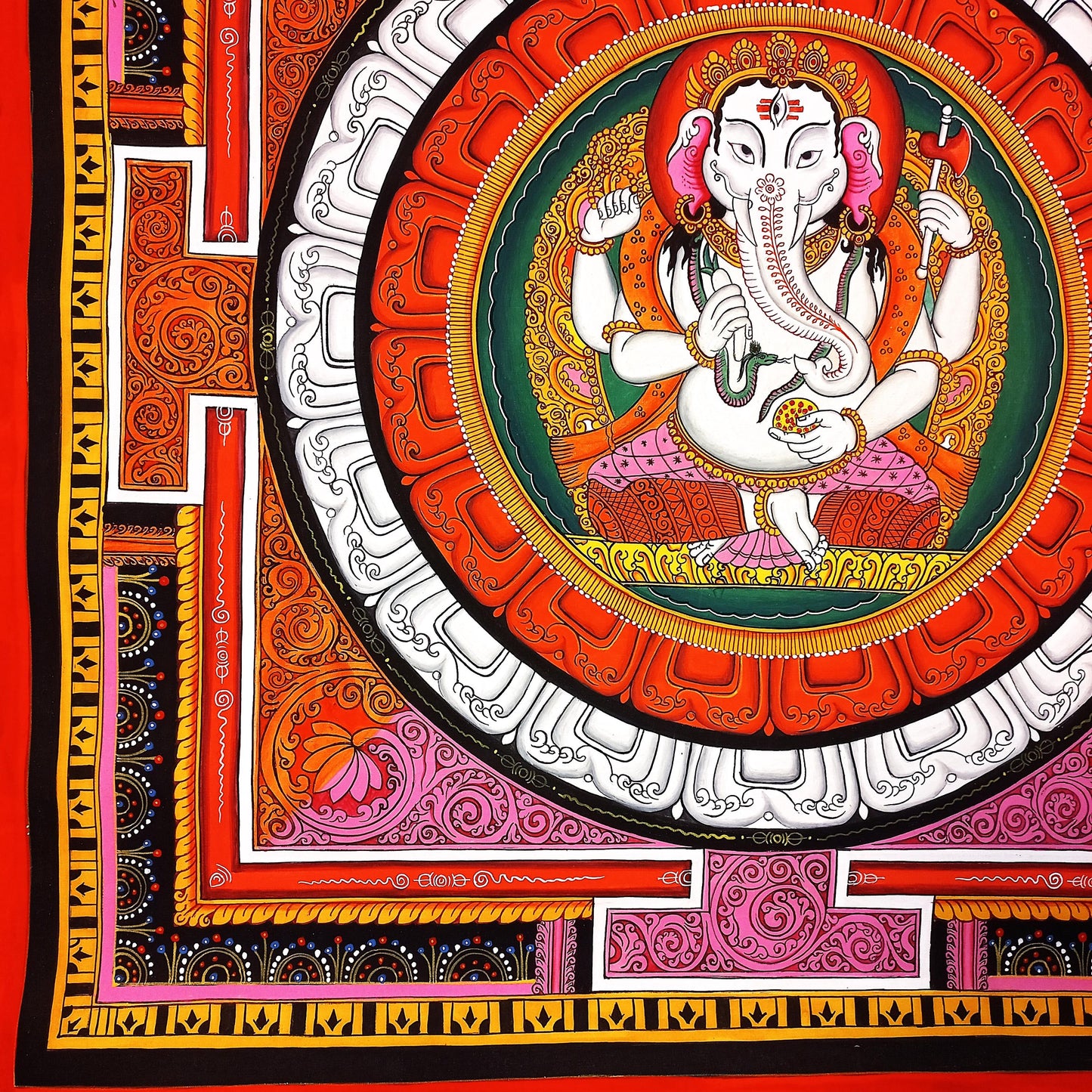 Ganesha Sriyantra Painting, Newari Paubha Art, Wealth & Prosperity