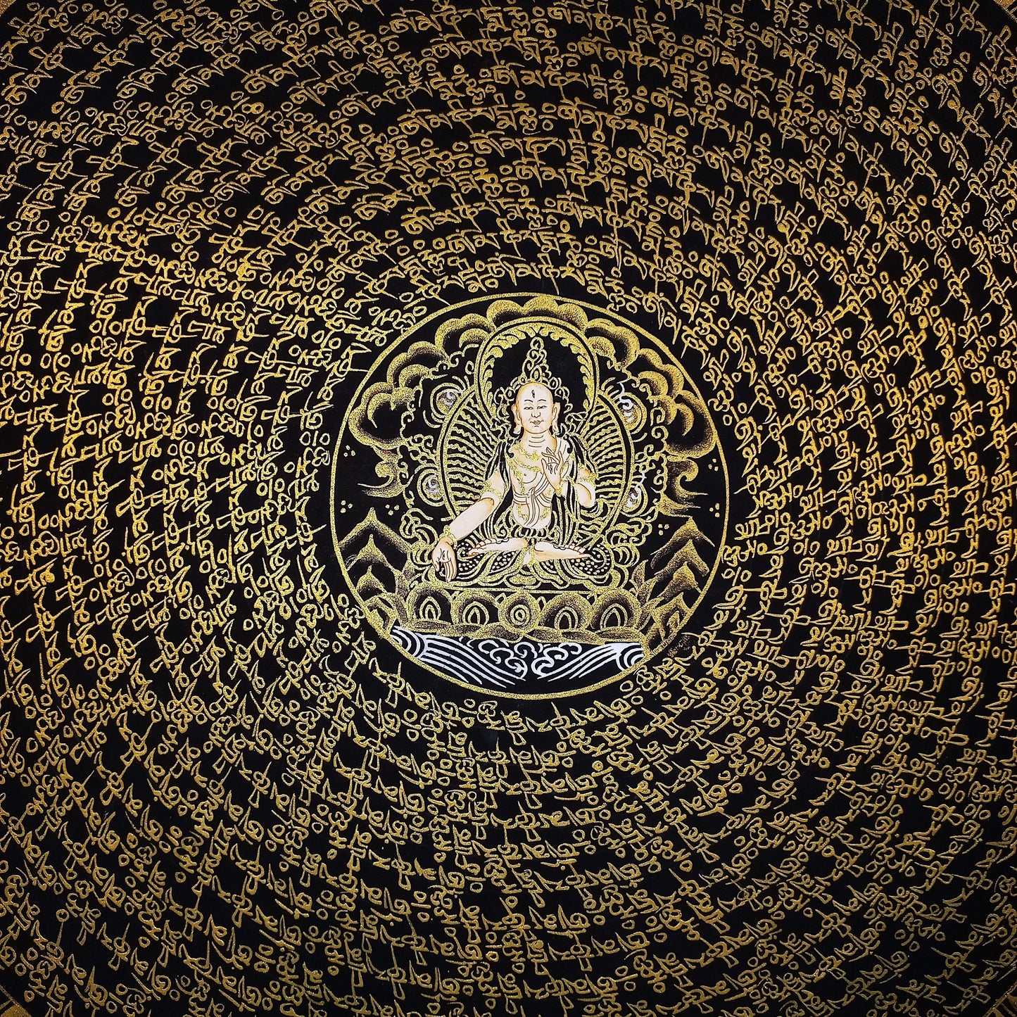 White Tara Mantra Mandala Thangka Painting | Tibetan Sacred Art