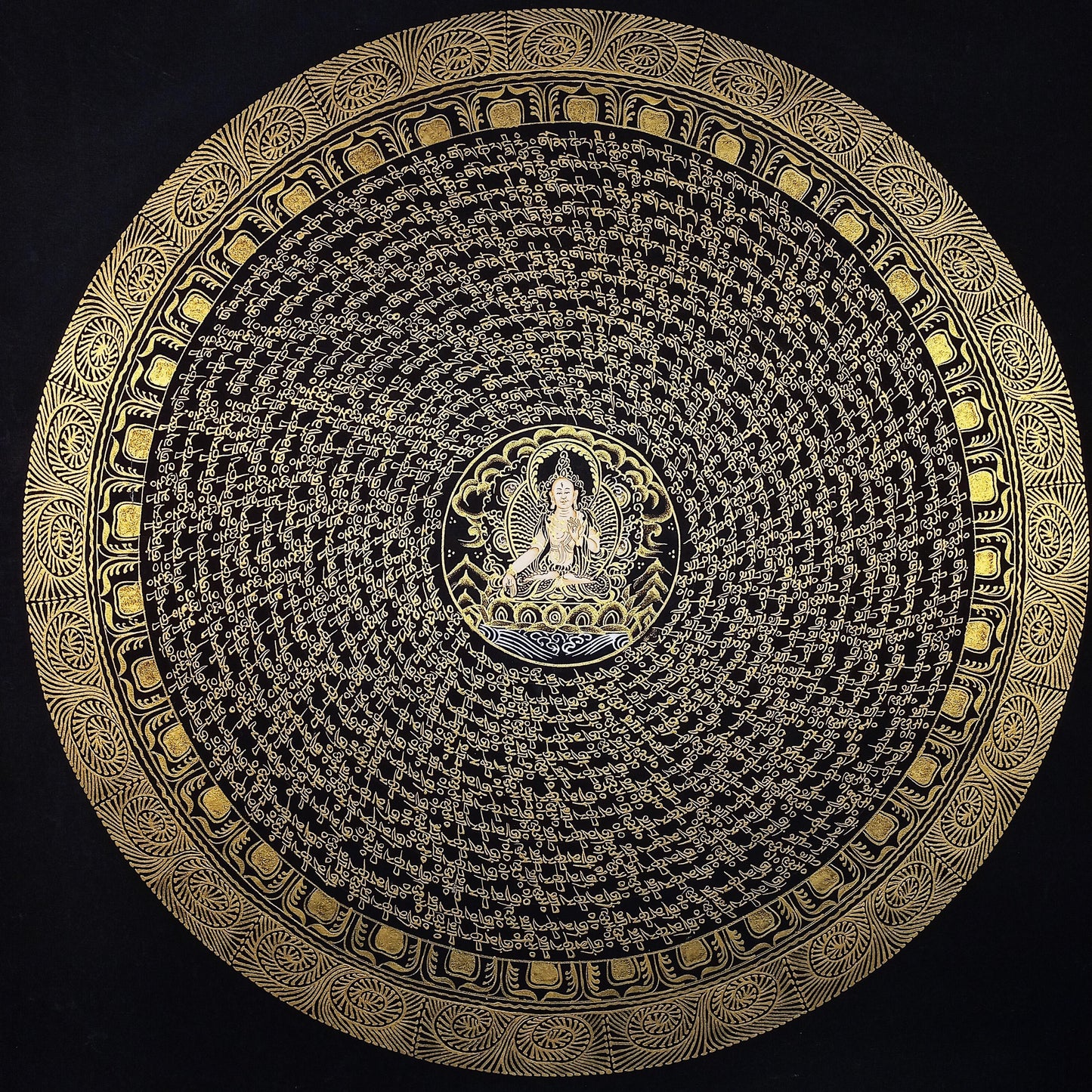 White Tara Mantra Mandala Thangka Painting | Tibetan Sacred Art