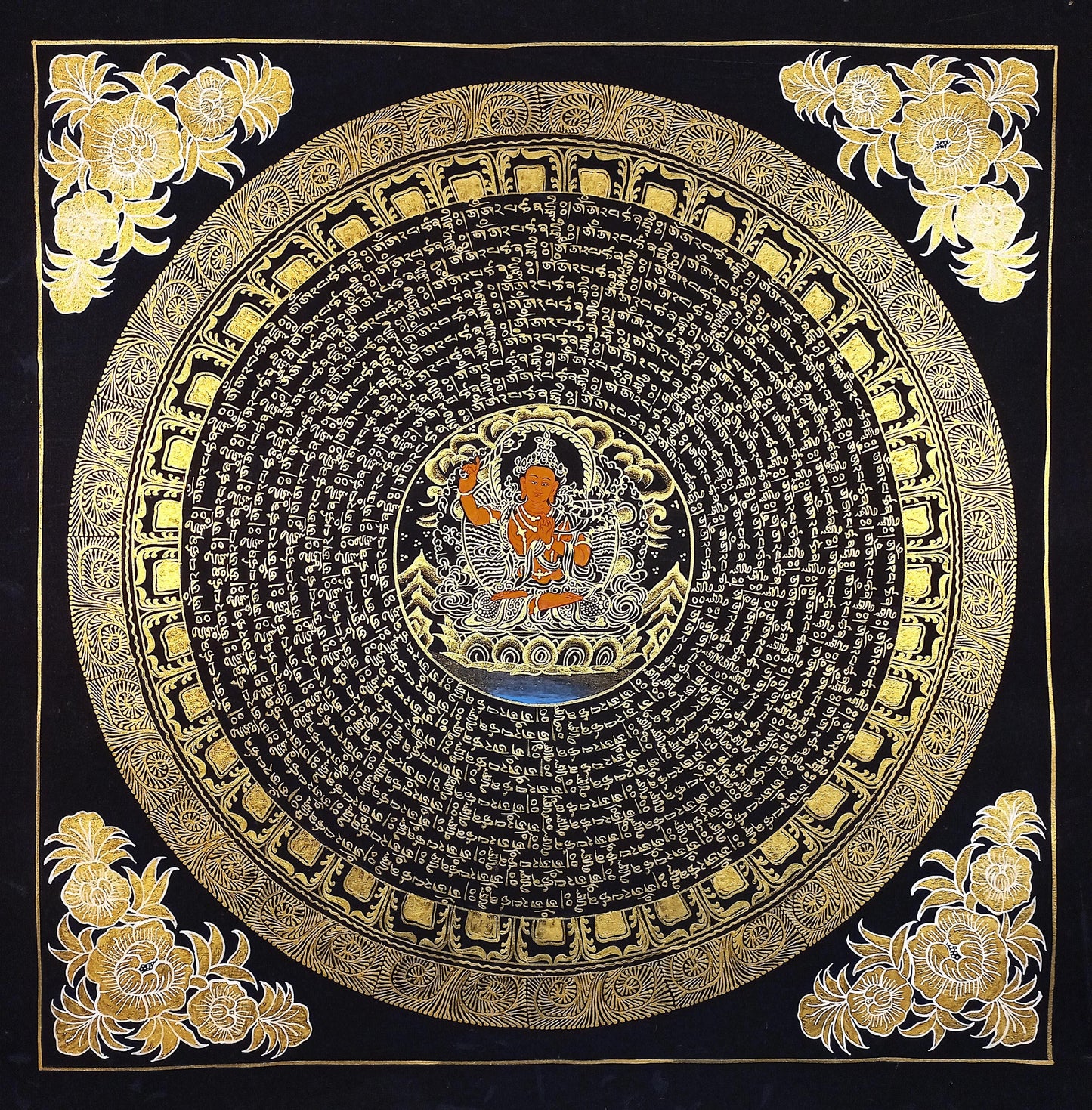Handmade Om Mantra Mandala Thangka | Tibetan Wall Hanging, Good Luck