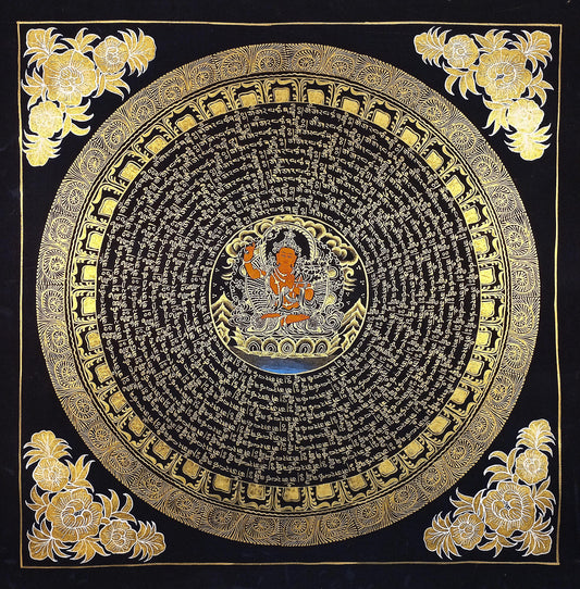 Handmade Om Mantra Mandala Thangka | Tibetan Wall Hanging, Good Luck