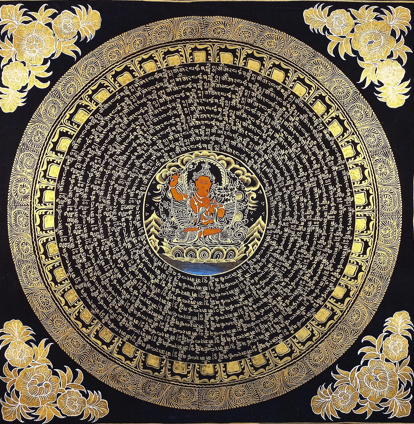 Handmade Om Mantra Mandala Thangka | Tibetan Wall Hanging, Good Luck