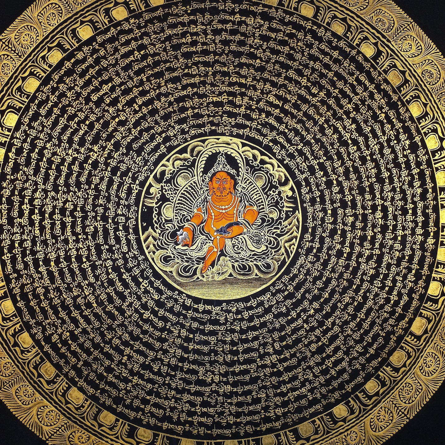 Handmade Om Mantra Mandala Thangka Painting | Tibetan Buddhist Art