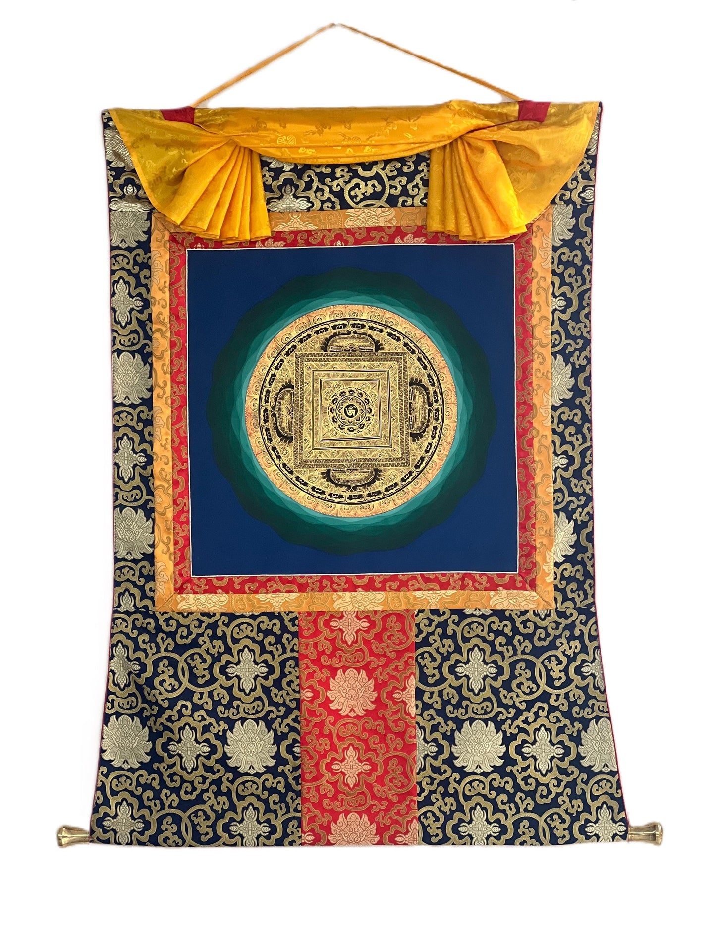 Hand-Painted Om Mani Padme Hum Mandala Thangka | Tibetan Buddhist Wall Art