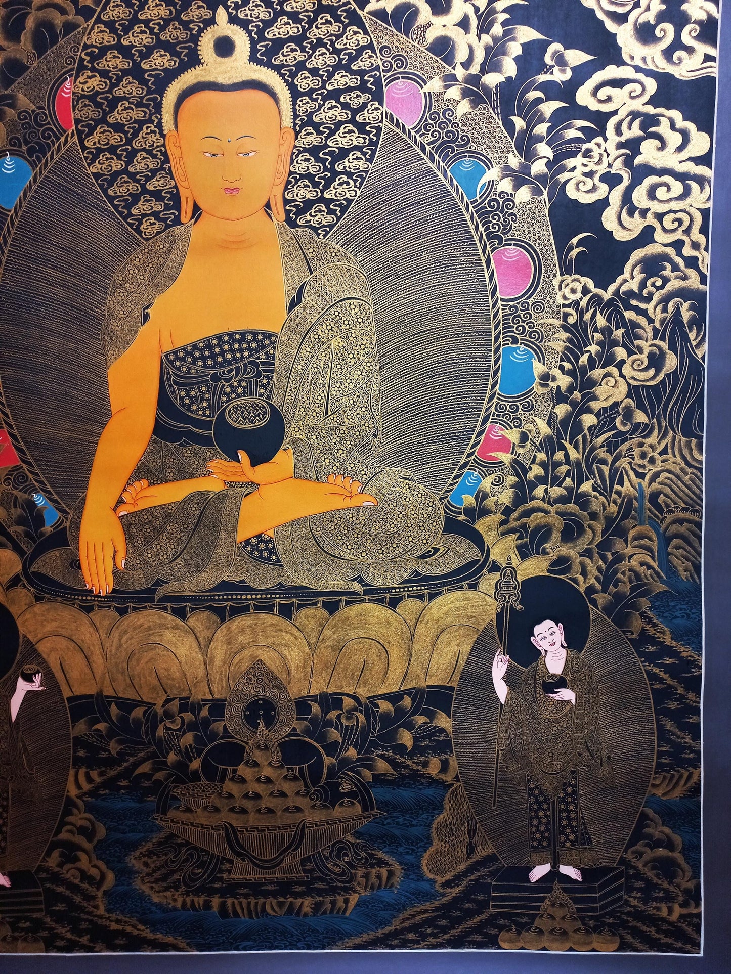 Hand-Painted Shakyamuni Buddha Thangka Painting, Tibetan Art (38x54)