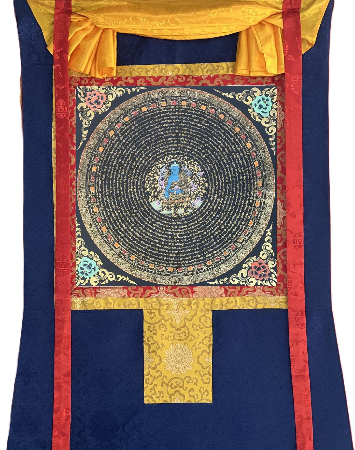 Medicine Buddha Thangka | Om Mantra Mandala, Tibetan Wall Hanging