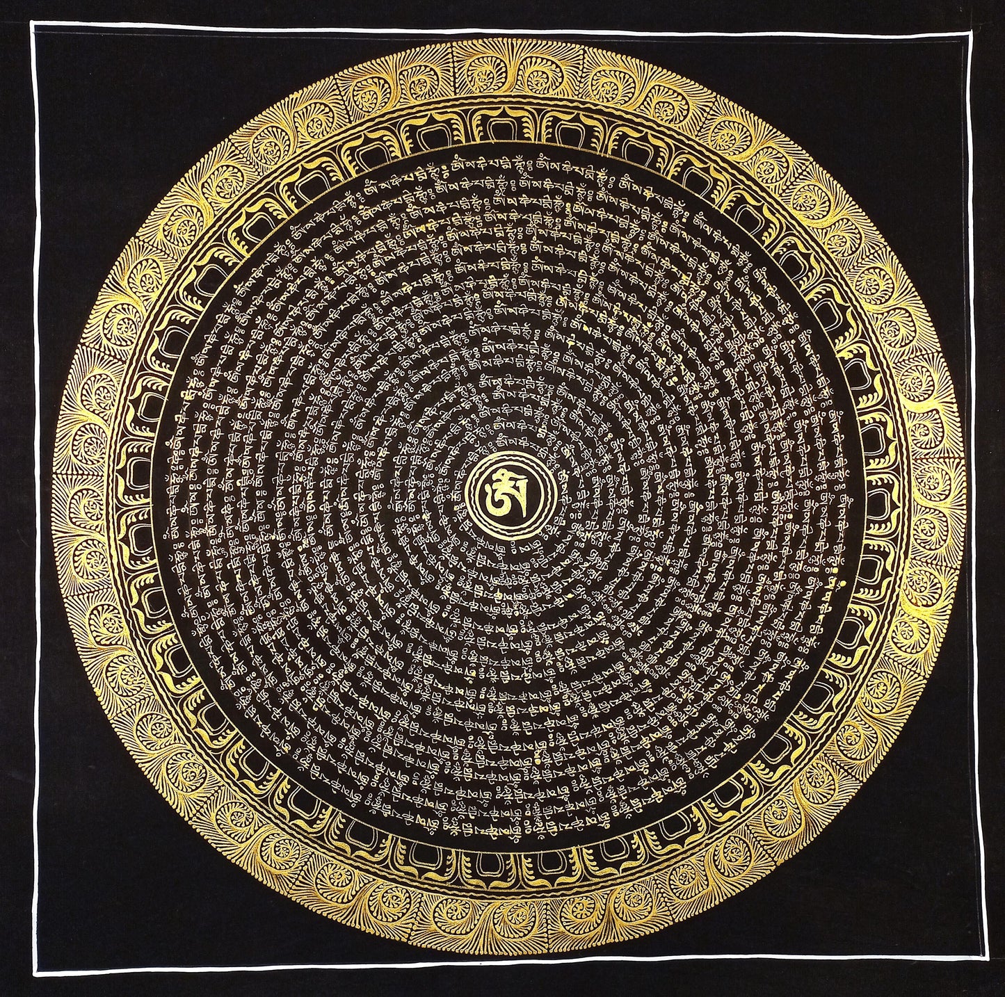 Handmade Om Mantra Mandala Thangka | Tibetan Meditation Art, Good Luck Painting