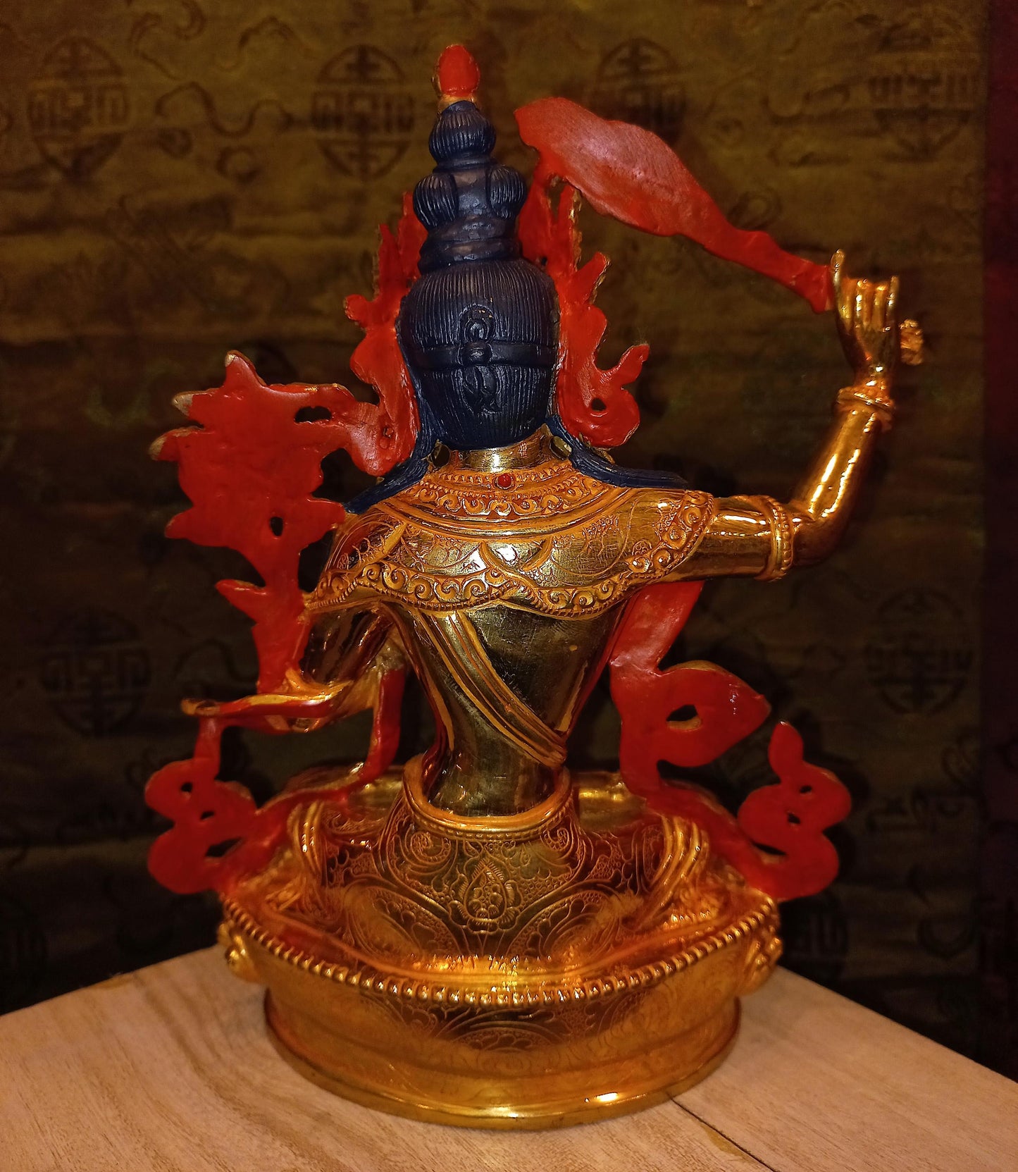 24K Gold Gilded Manjushri Statue | Handmade Nepal, Buddhist Art