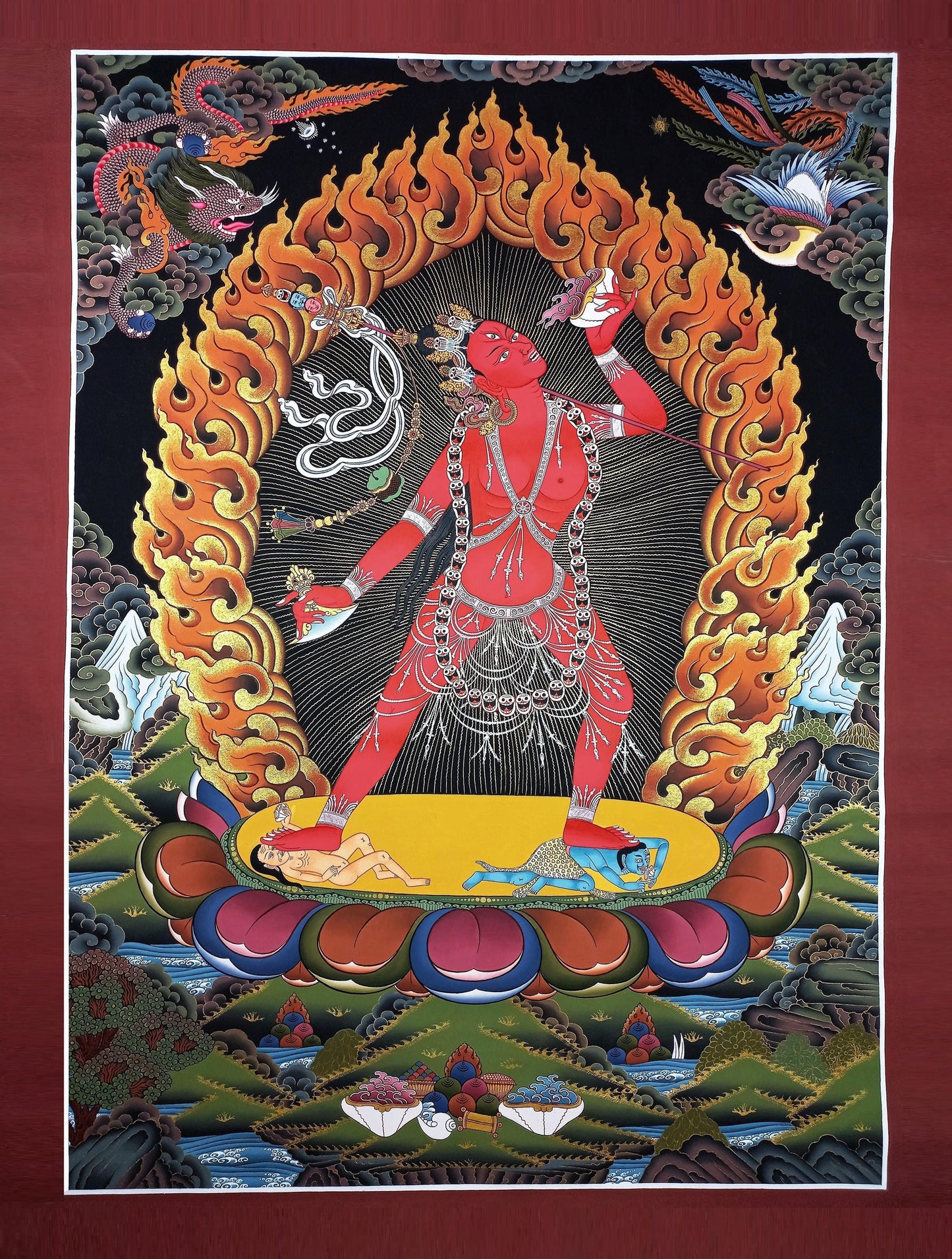 Hand-Painted Vajrayogini Thangka: Tibetan Buddhist Art, Compassion Diety