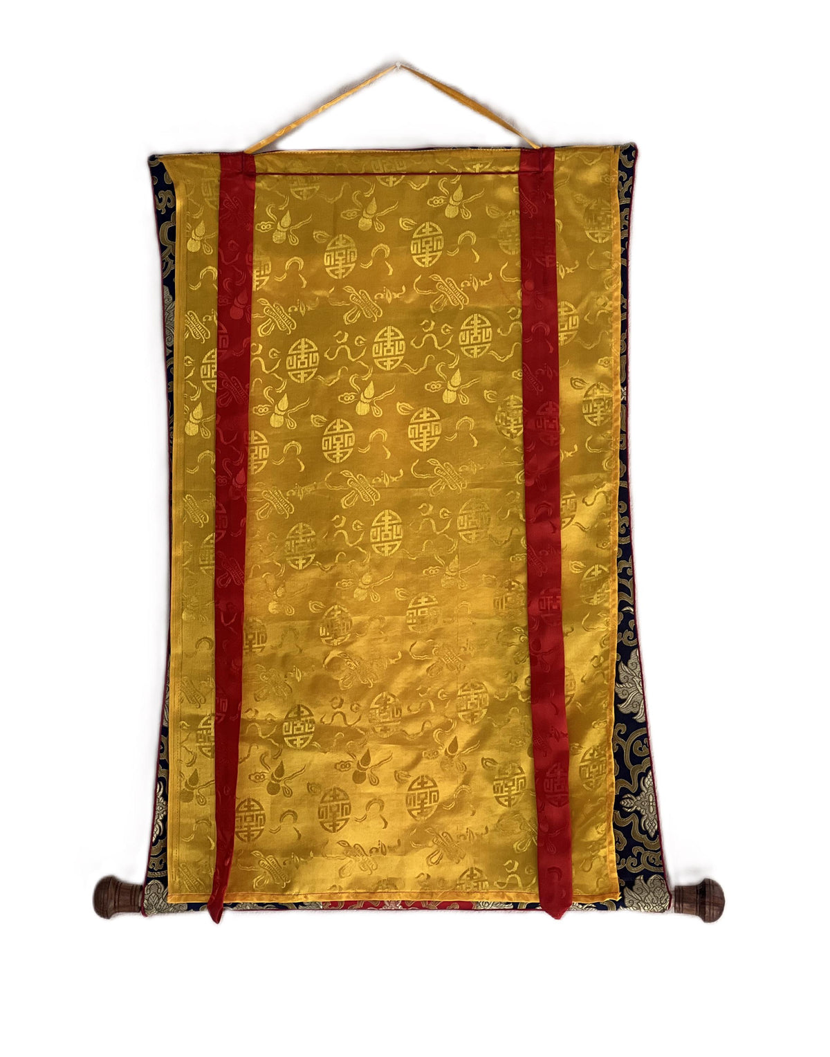Hand-Painted Sri Yantra Mandala Thangka Painting with Silk Frame