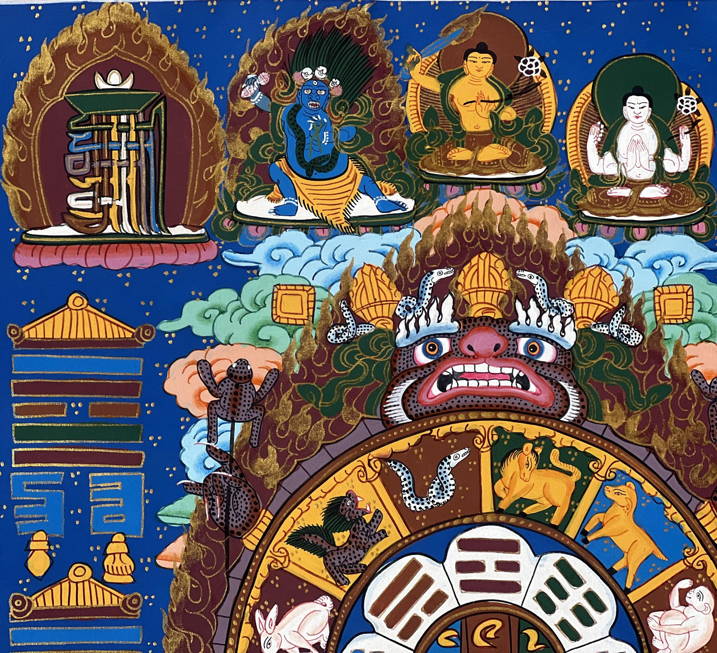 Tibetan Astrology Thangka | Hand-Painted Horoscope Mandala Art