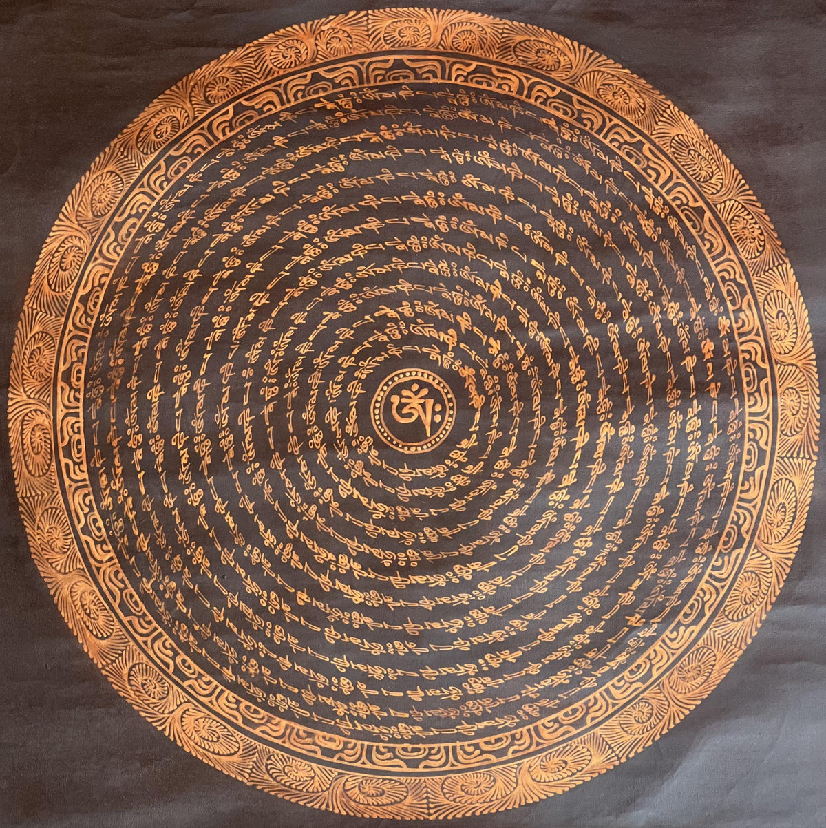 Tibetan Om Mandala Thangka Painting - Wheel of Life Meditation Art
