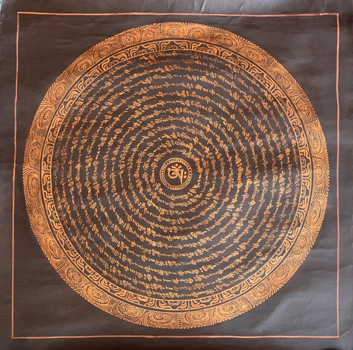 Tibetan Om Mandala Thangka Painting - Wheel of Life Meditation Art