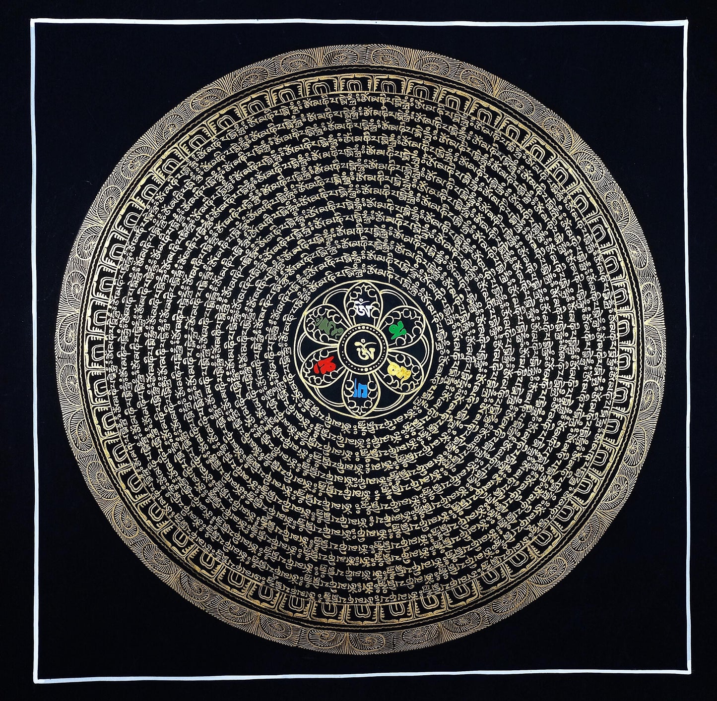 Om Mani Padme Hum Mandala Thangka | Tibetan Meditation Painting