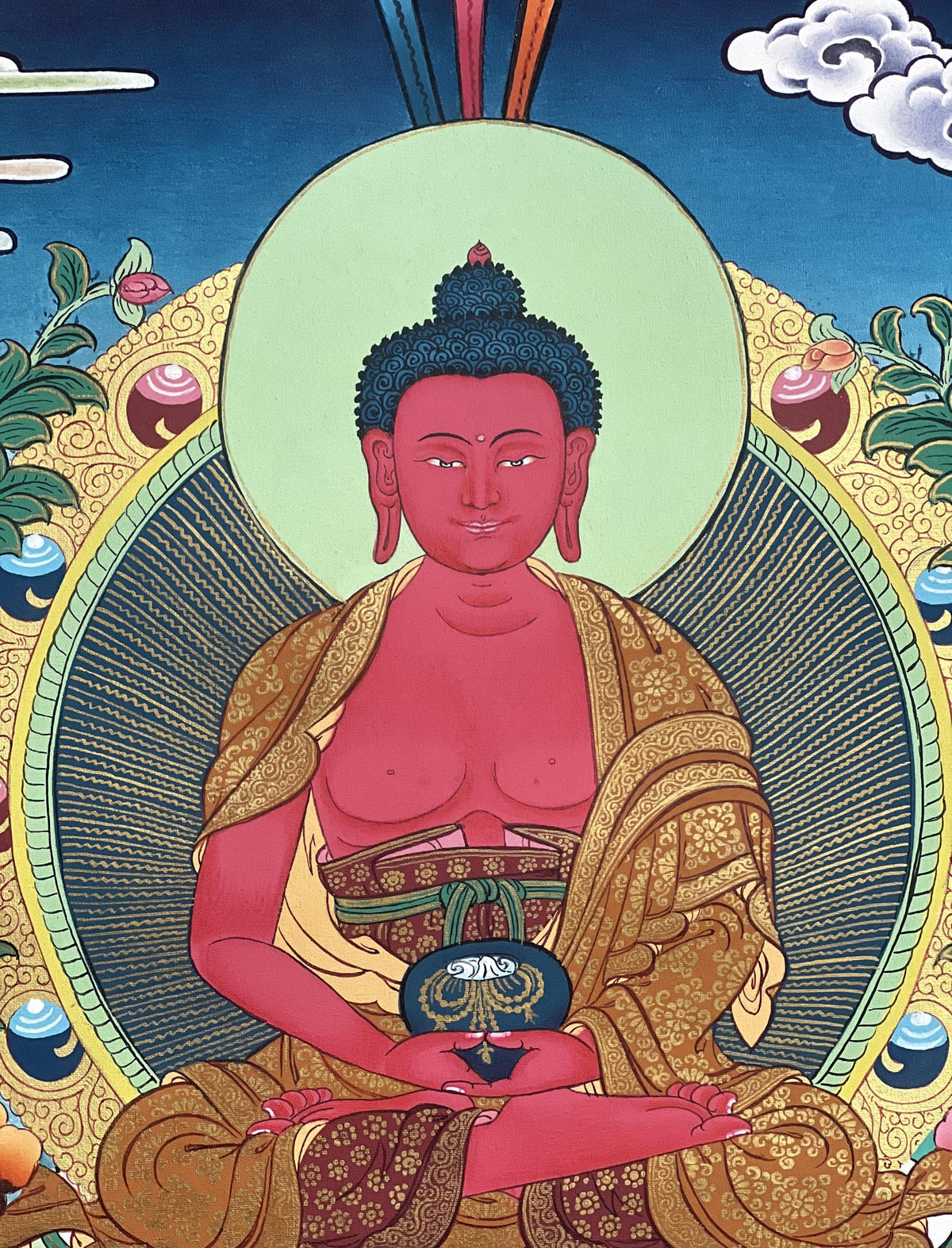 Hand-Painted Amitabha Buddha Thangka: Tibetan Meditation Art