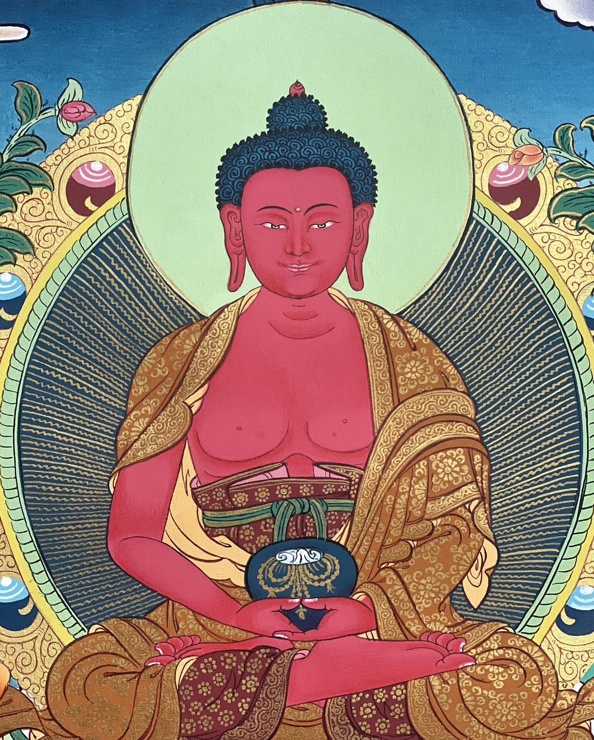 Hand-Painted Amitabha Buddha Thangka: Tibetan Meditation Art