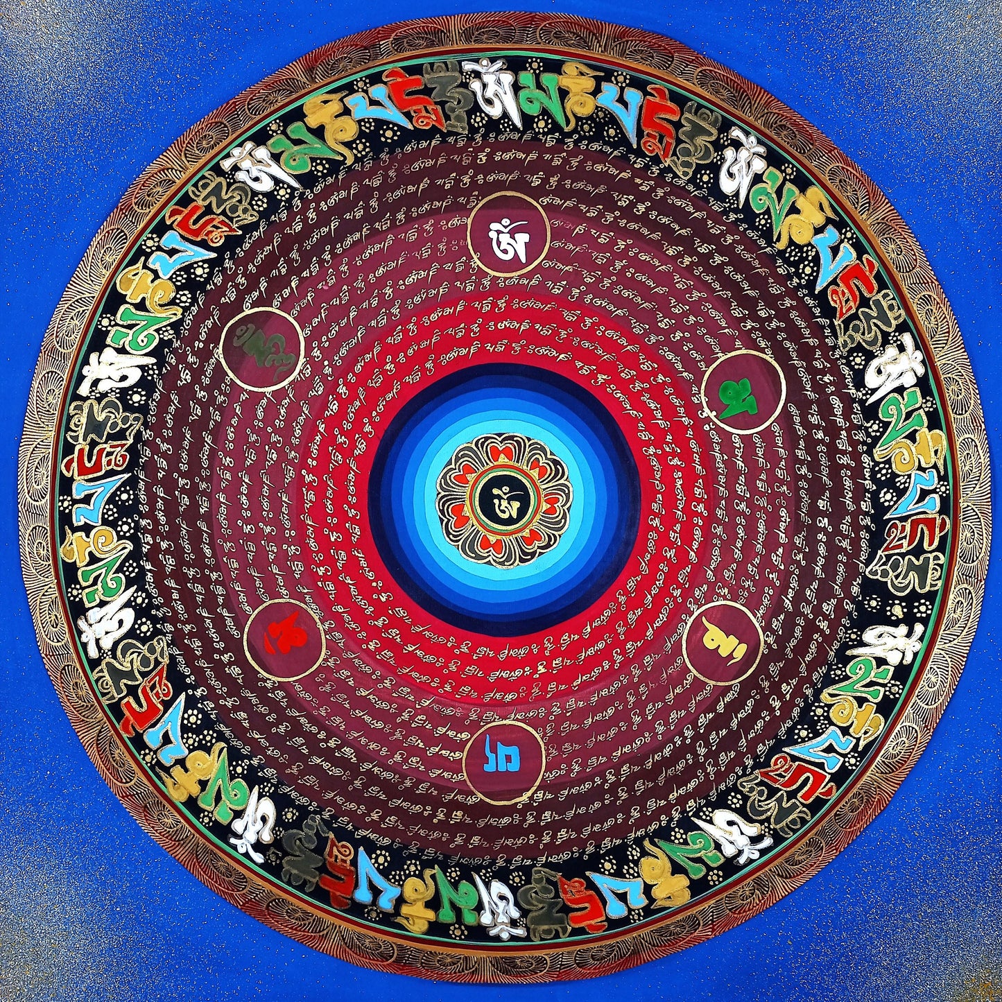 Om Mantra Mandala Thangka Painting | Tibetan Meditation Art