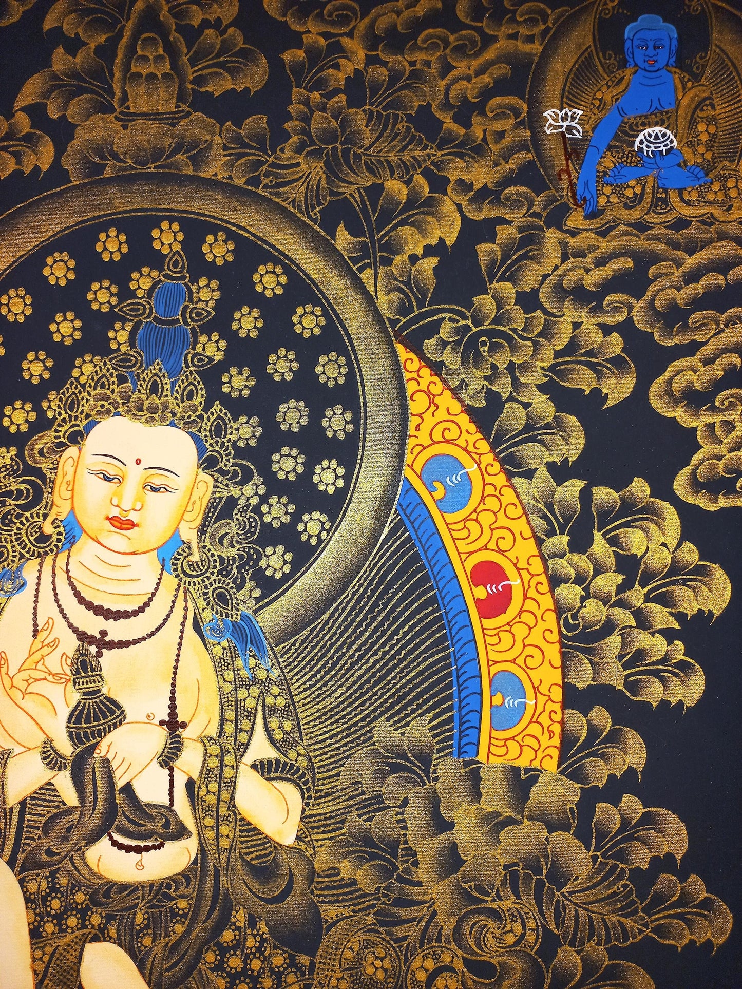 Hand-Painted Pu Xian Thangka: Kindness Buddha Tibetan Painting