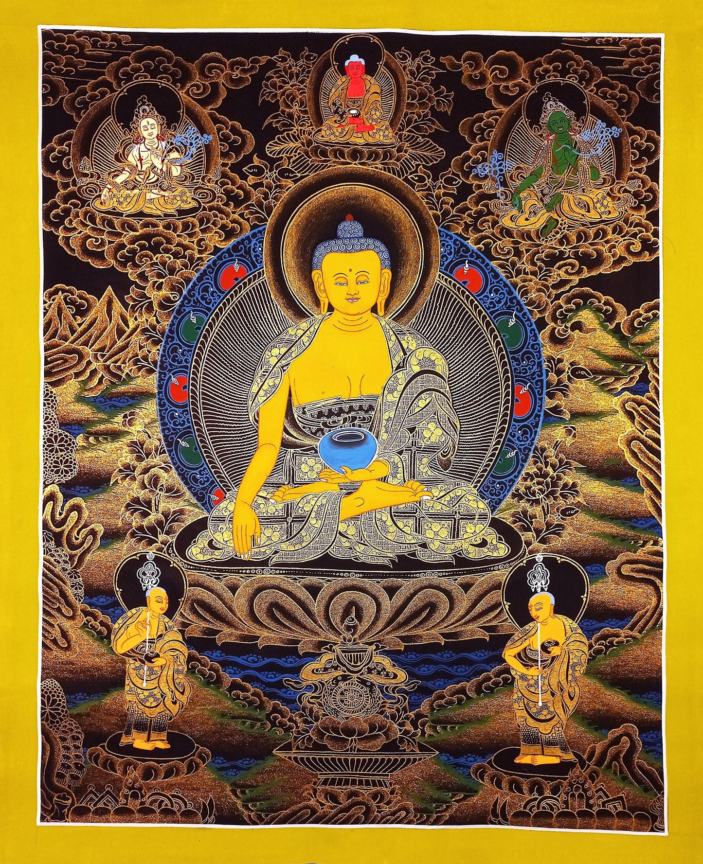 Hand Painted Shakyamuni Buddha Thangka Painting from Nepal