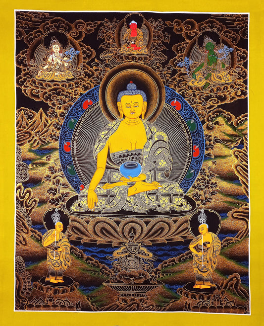 Hand Painted Shakyamuni Buddha Thangka Painting from Nepal