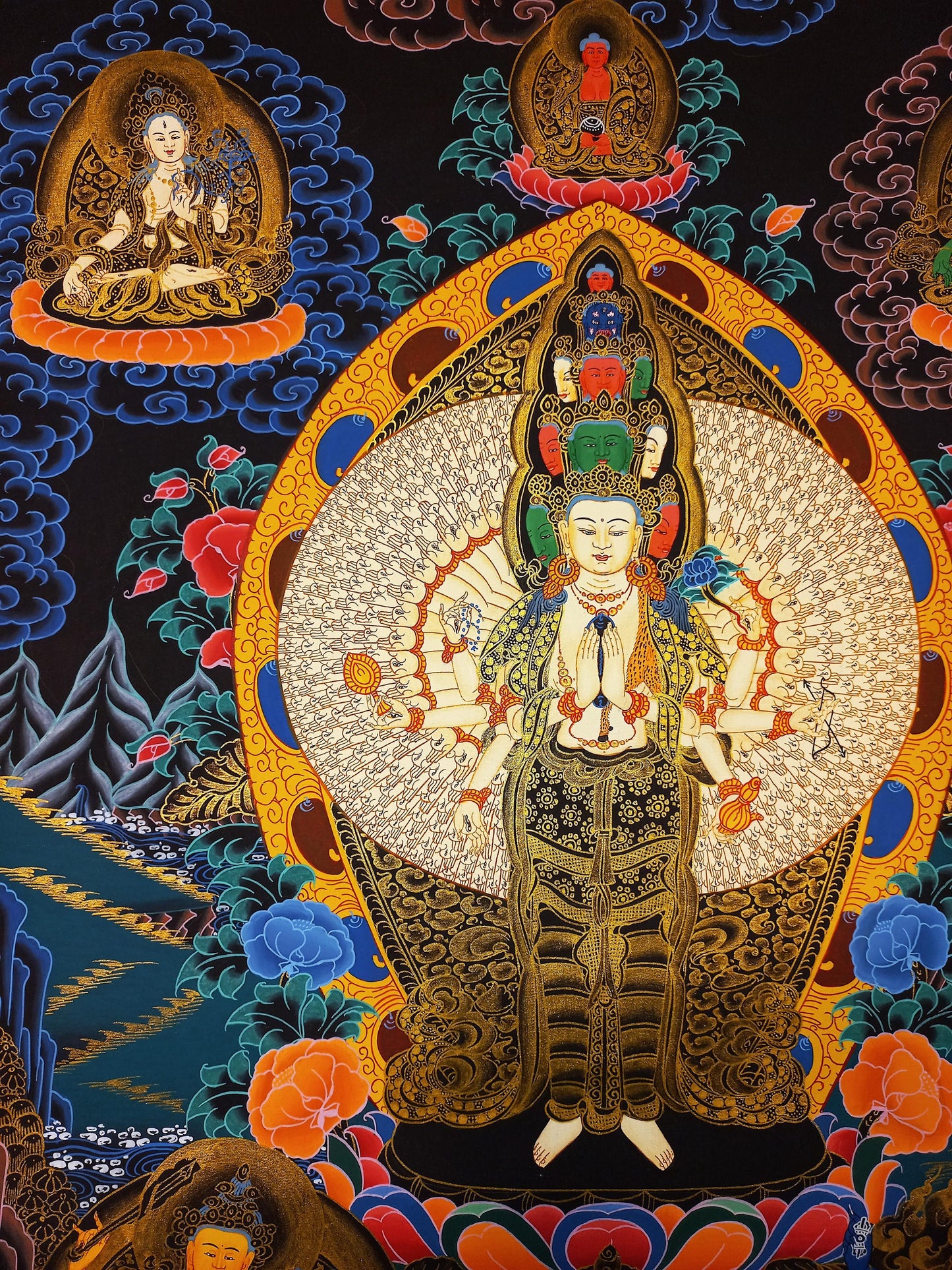 Thousand-Armed Chenrezig Thangka | Avalokiteshvara Bodhisattva of Compassion | Hand-Painted Tibetan Buddhist Masterpiece