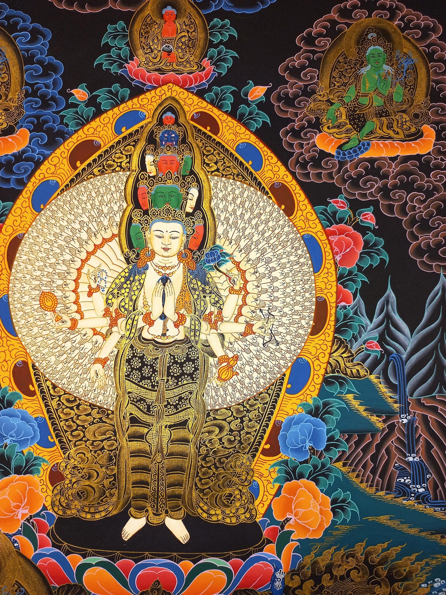 Thousand-Armed Chenrezig Thangka | Avalokiteshvara Bodhisattva of Compassion | Hand-Painted Tibetan Buddhist Masterpiece
