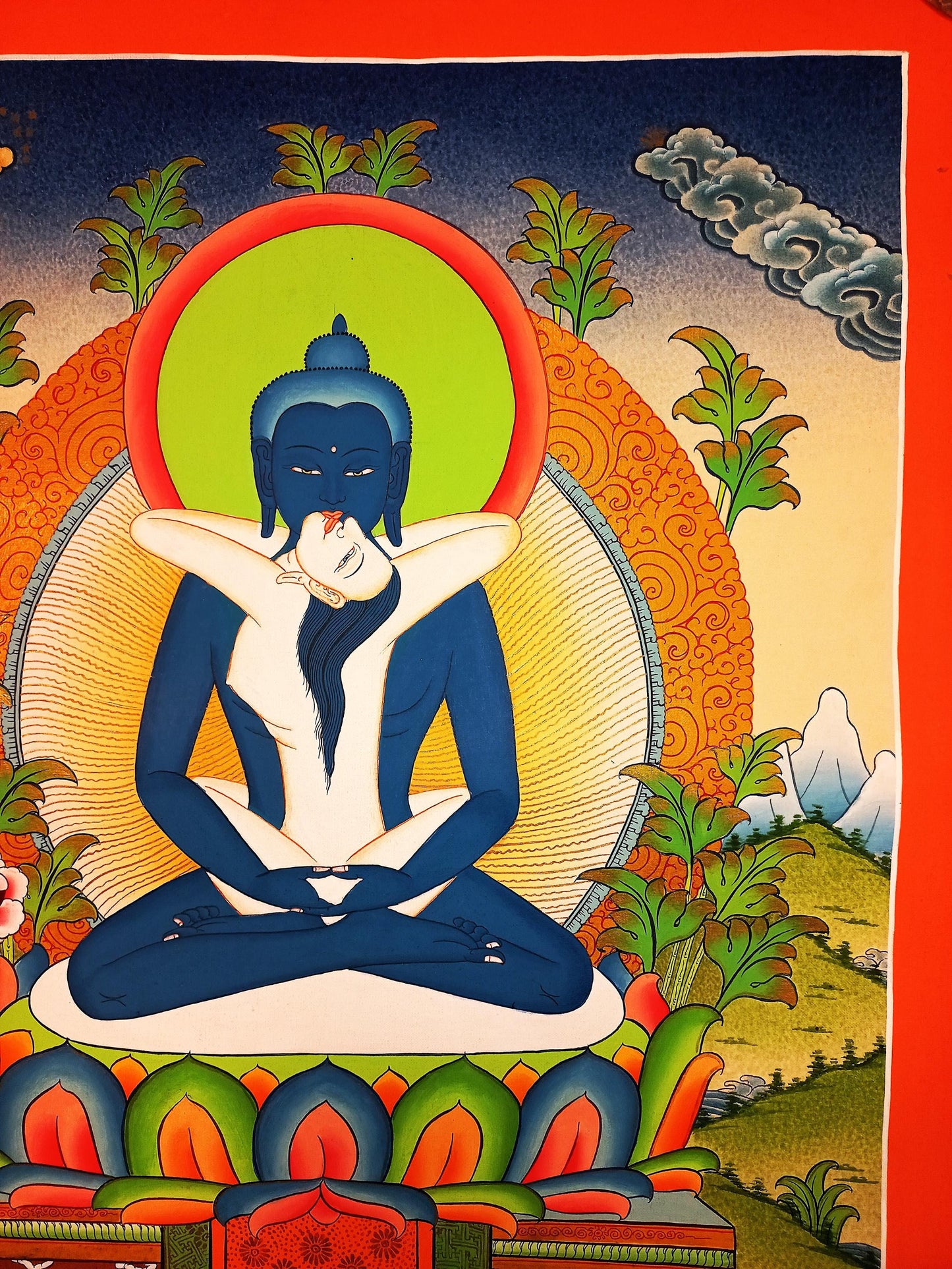 Hand-Painted Samantabhadra Thangka, Yab-Yum Art, Tibetan Buddhism