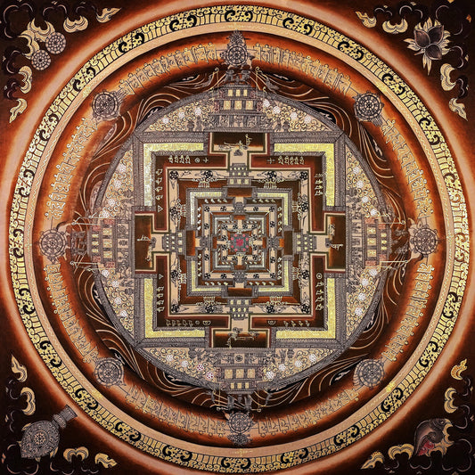 Hand-Painted Kalachakra Mandala Thangka | Tibetan Meditation Art