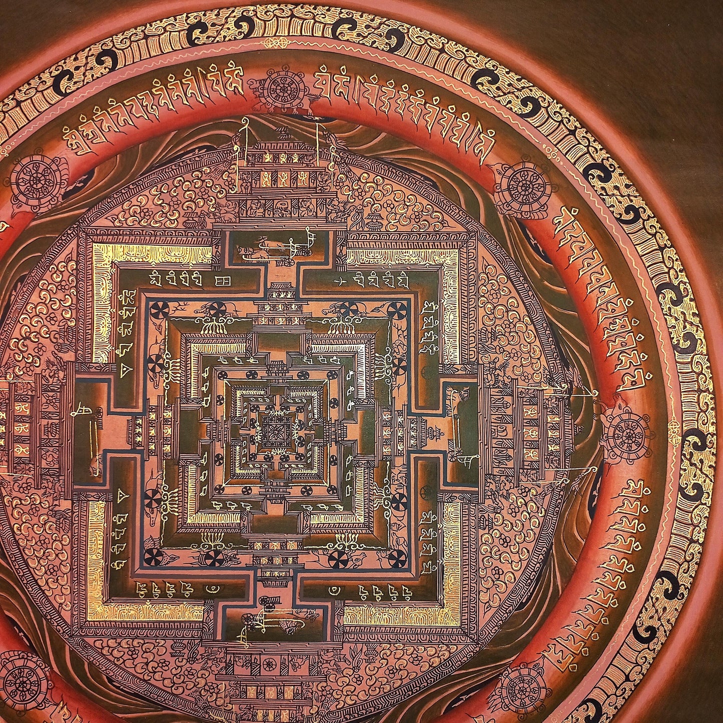 Hand Painted Kalachakra Mandala Thangka - Tibetan Wheel of Time Art