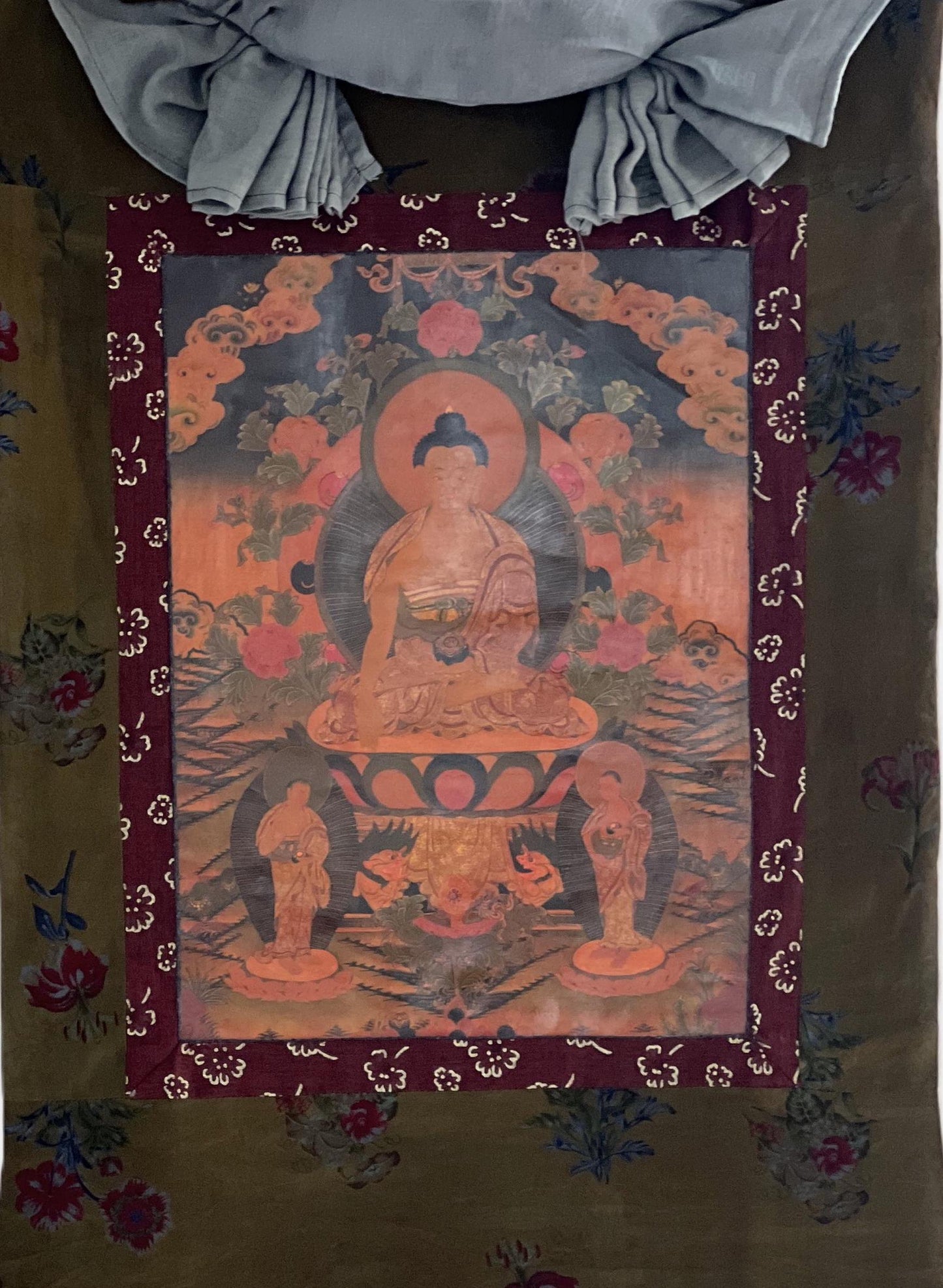 Vintage Shakyamuni Buddha Thangka Painting, Tibetan Art