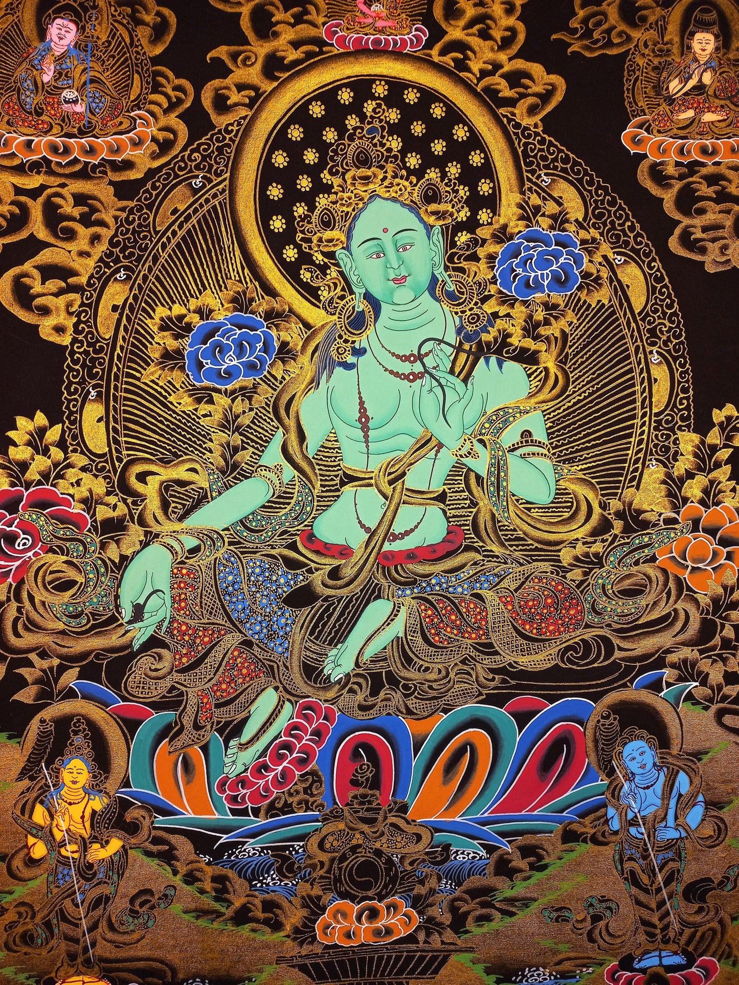 Green Tara Thangka Painting: Hand-Painted Tibetan Compassion Art, 18x24