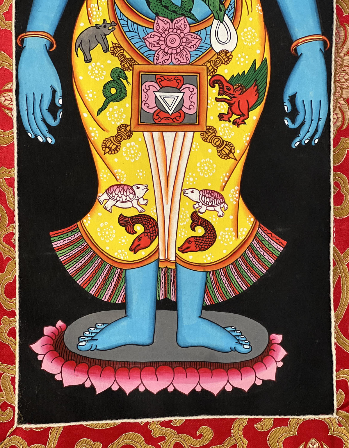 Seven Chakra Thangka Painting, Kundalini Energy Art, Silk Brocade